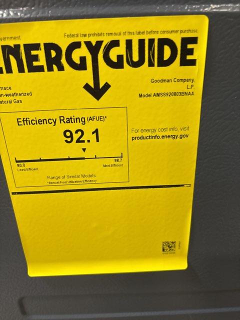 80,000 BTU Low NOx 1-Stg Upflow/Horizontal ECM Single Speed Gas Furnace 92% 115/60/1 CFM: 1200 - Image 5