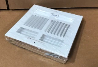 8" X 8" WHITE STEEL 4-WAY STAMPED LANCED BLADE REGISTER/W MULTI-LOUVER DAMPER - Image 4