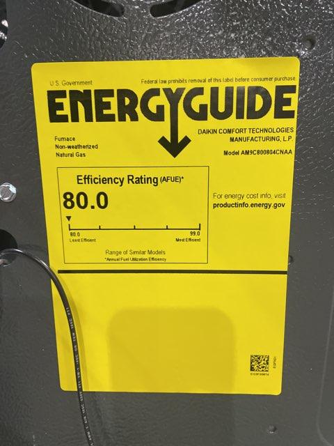 80,000 BTU Two-Stage Upflow/Horizontal ECM Multi Speed Gas Furnace 80% AFUE 115/60/1 CFM: 1600 - Image 4