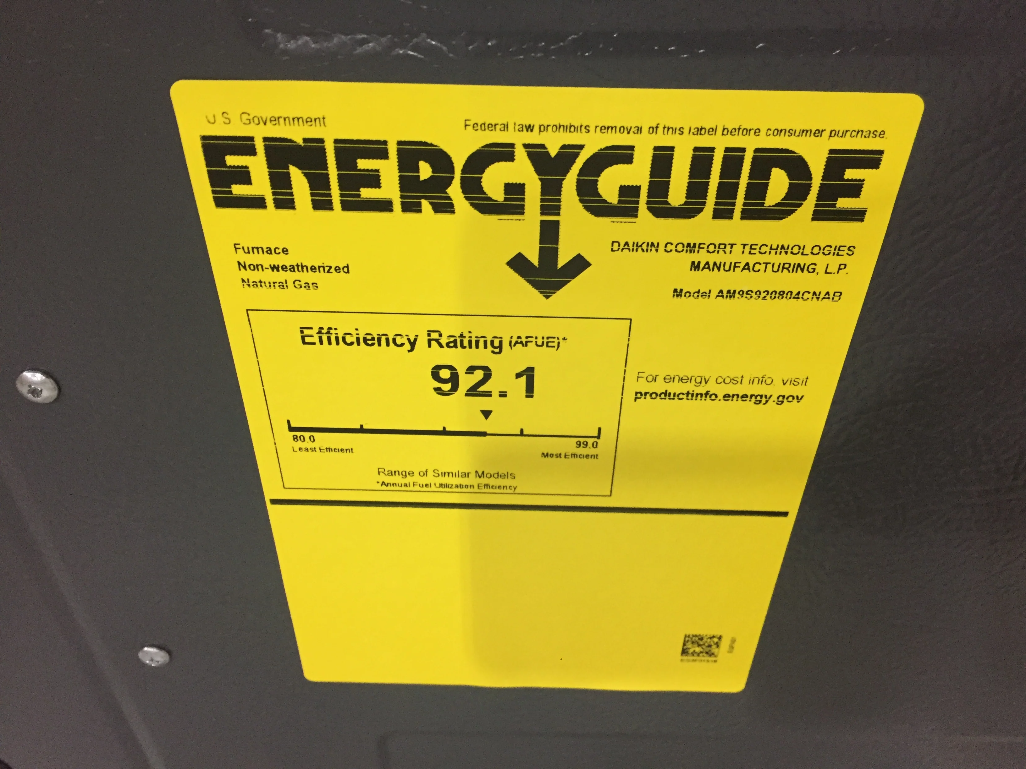 80,000 BTU Single Stage Upflow/Horizontal ECM Multi Speed Gas Furnace 92% AFUE 115/60/1 CFM: 1600 - Image 5