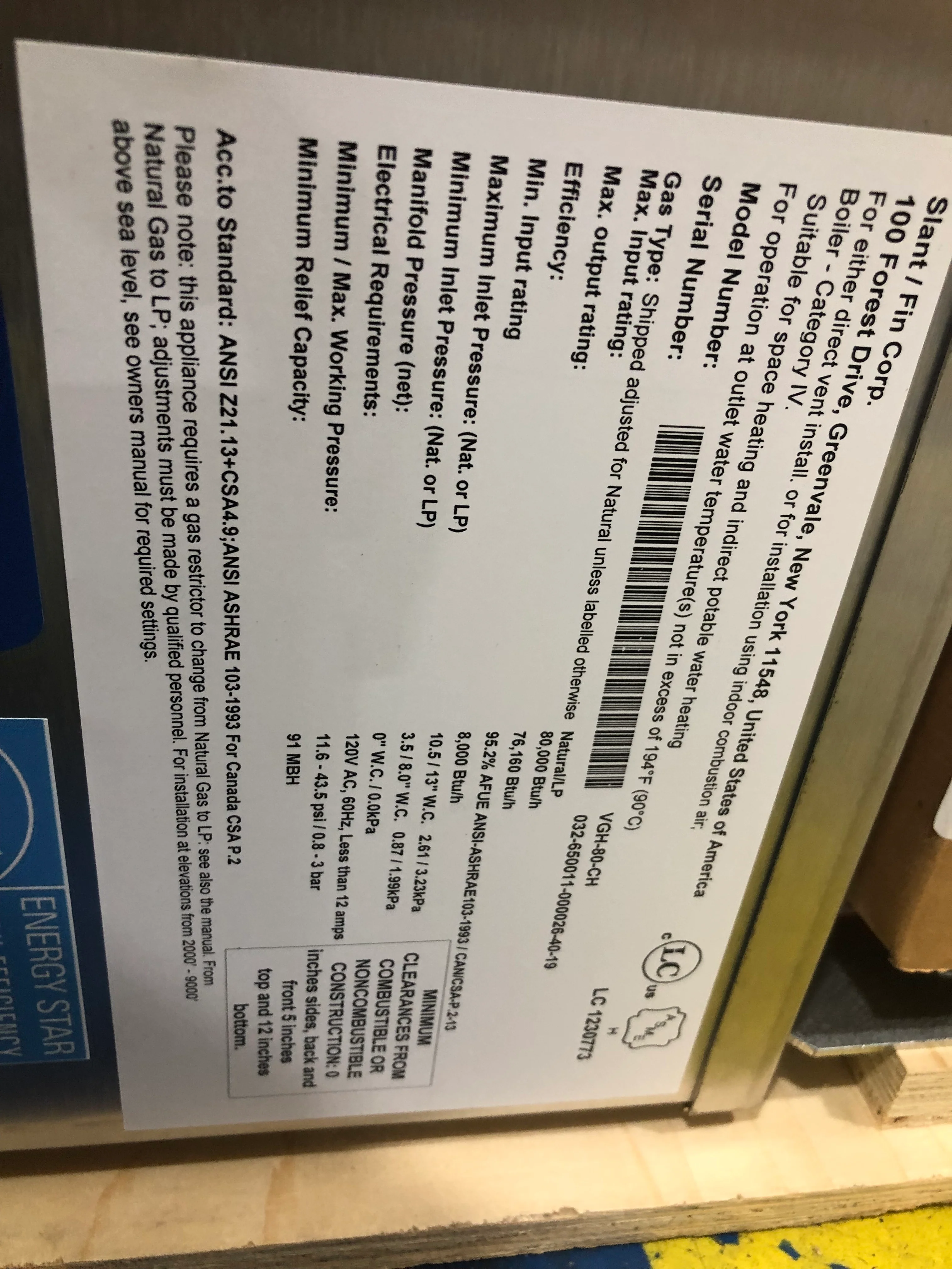 80,000 BTU Wall Mnt Stnl Steel Hi Eff Mod Cond Dir Vent Gas Hot Water Boiler, 95.2% 120/60/1 - Image 3