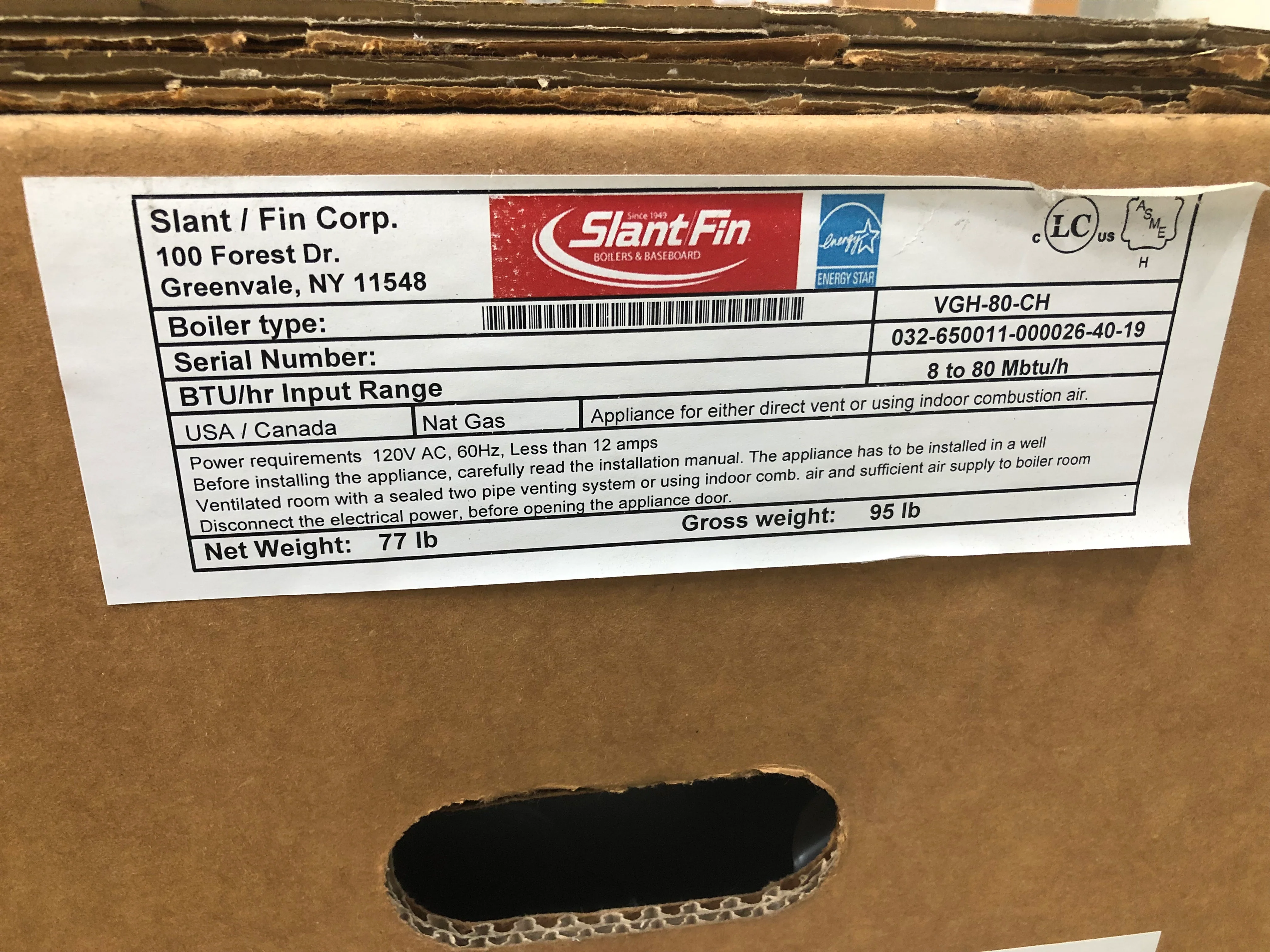 80,000 BTU Wall Mnt Stnl Steel Hi Eff Mod Cond Dir Vent Gas Hot Water Boiler, 95.2% 120/60/1 - Image 4