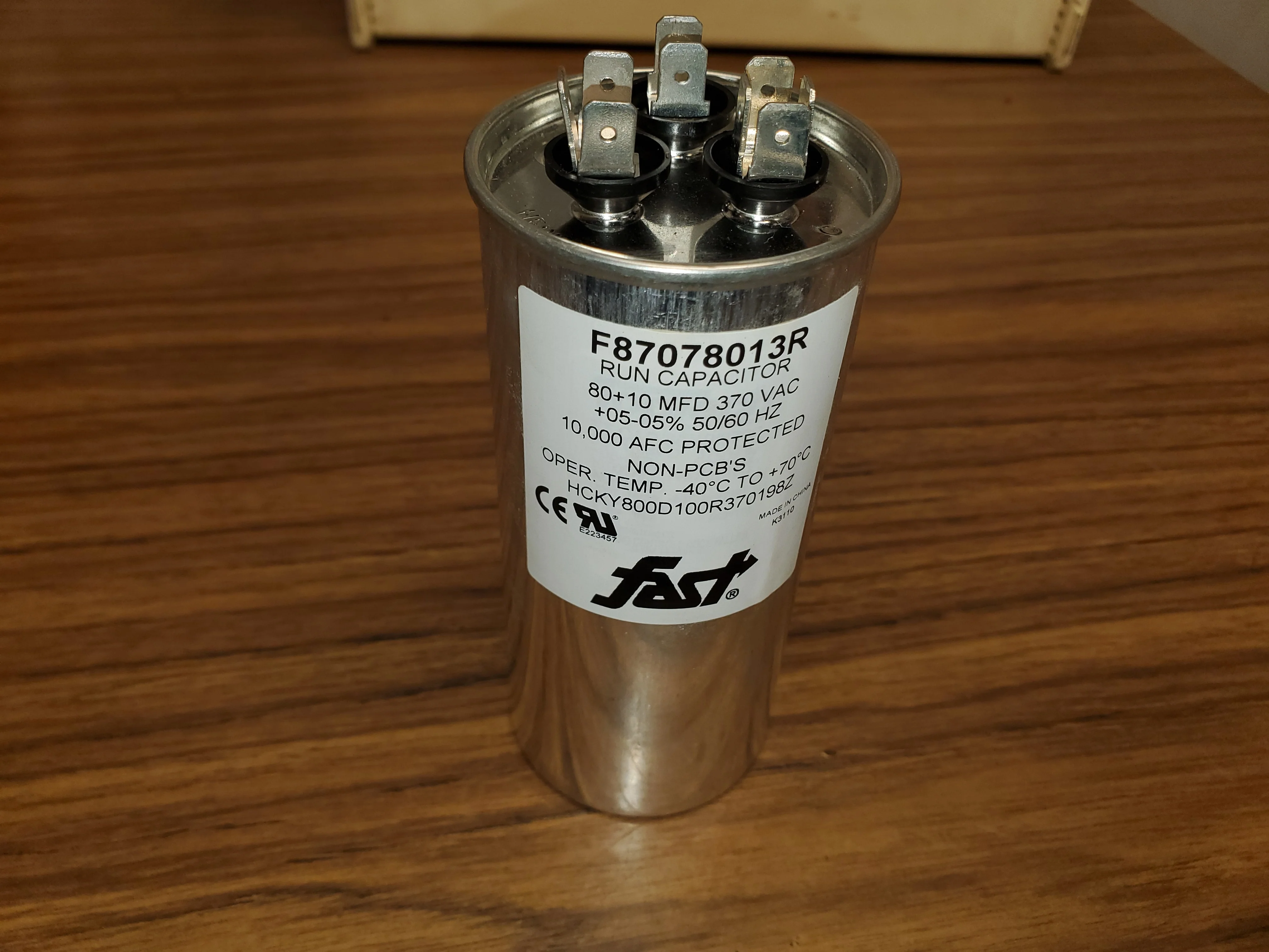 80+10 MFD X 370 VAC Round Dual Run Capacitor