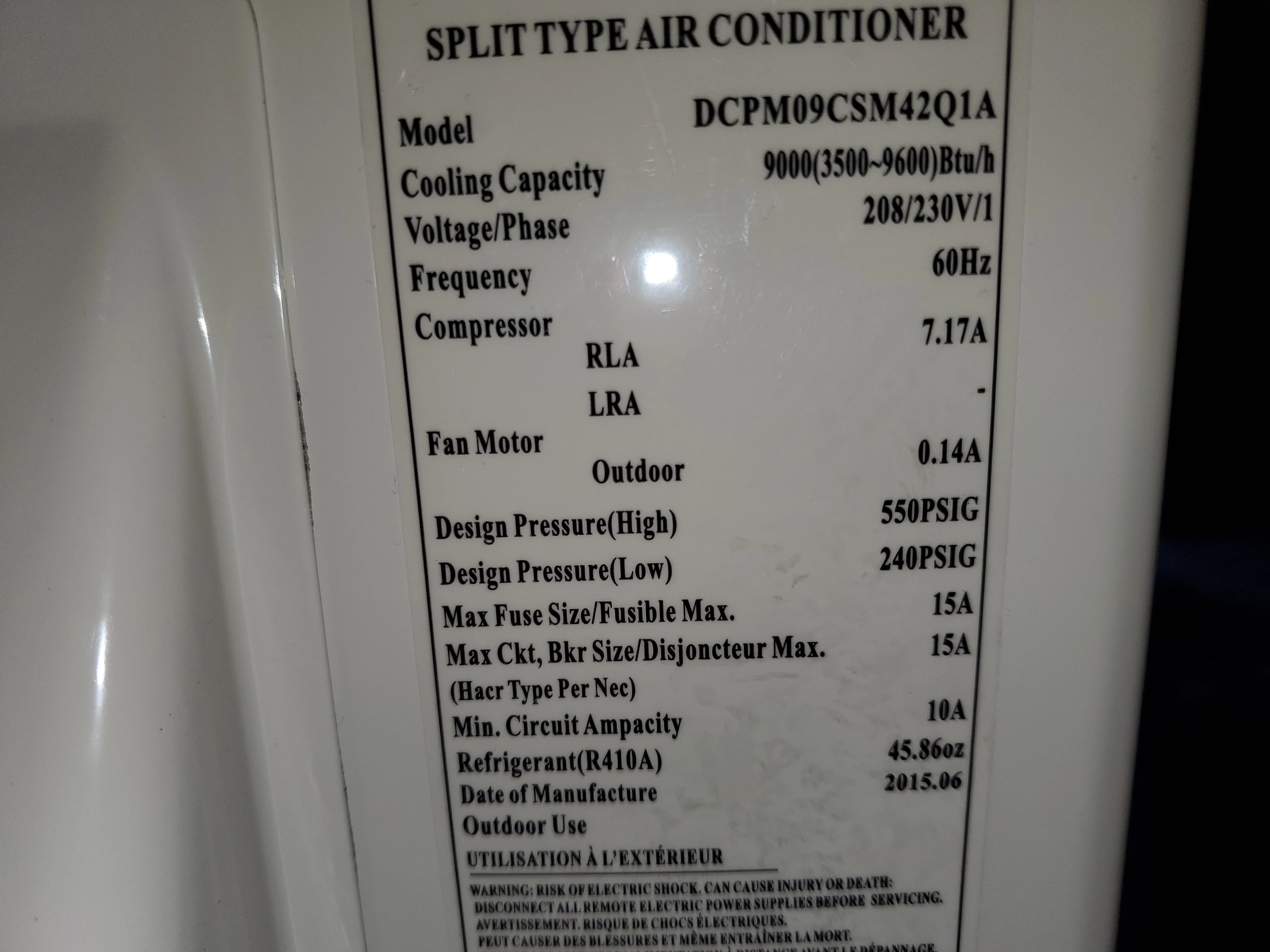 9,000 BTU Ductless Single-Zone OD Inveter Mini-Split AC, 22 SEER 208-230/60/1 R-410A - Image 5