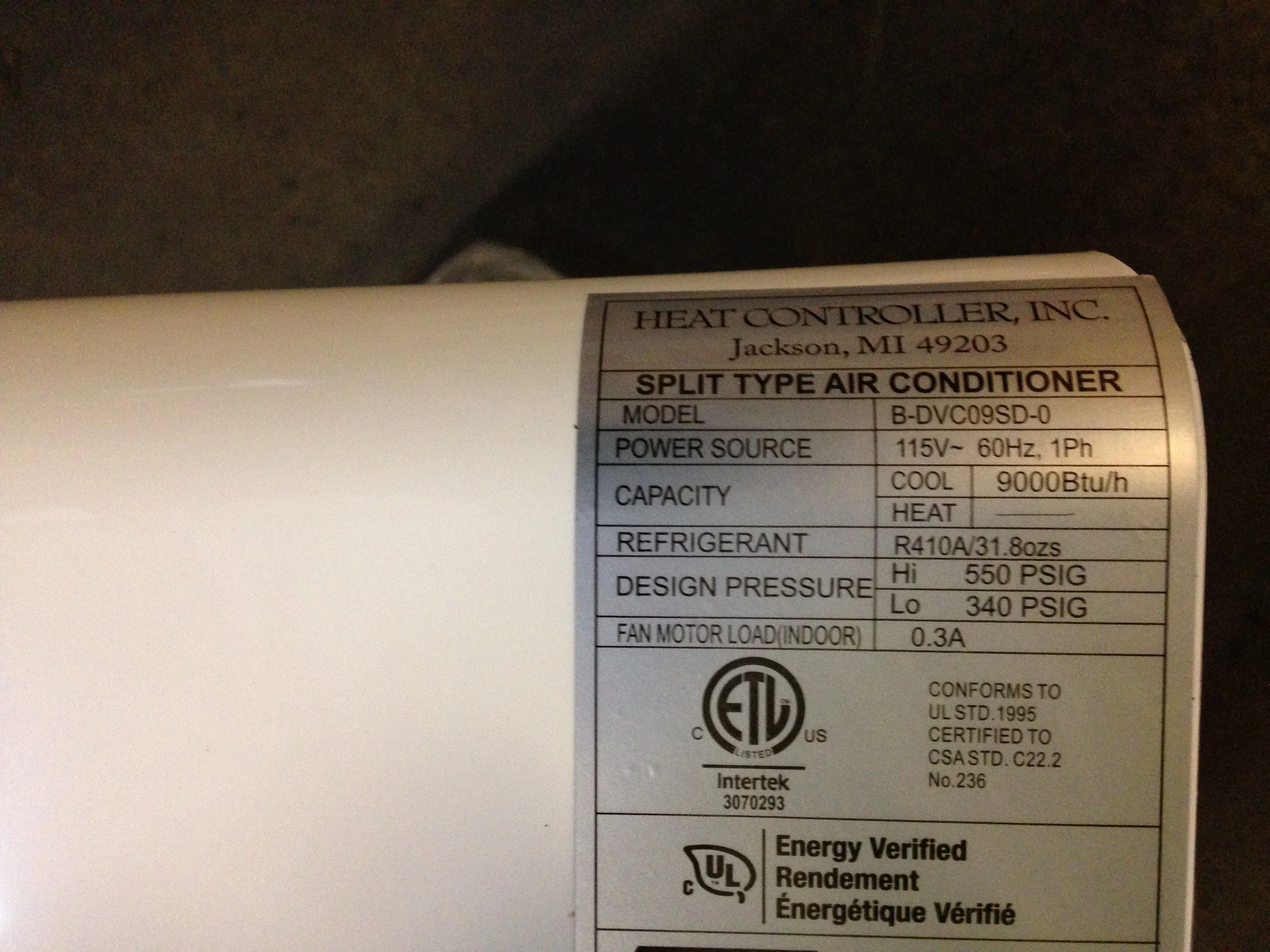 9,000 BTU Single Zone DV Series Indoor/Outdoor Inverter Mini-Split A/C System - Image 5