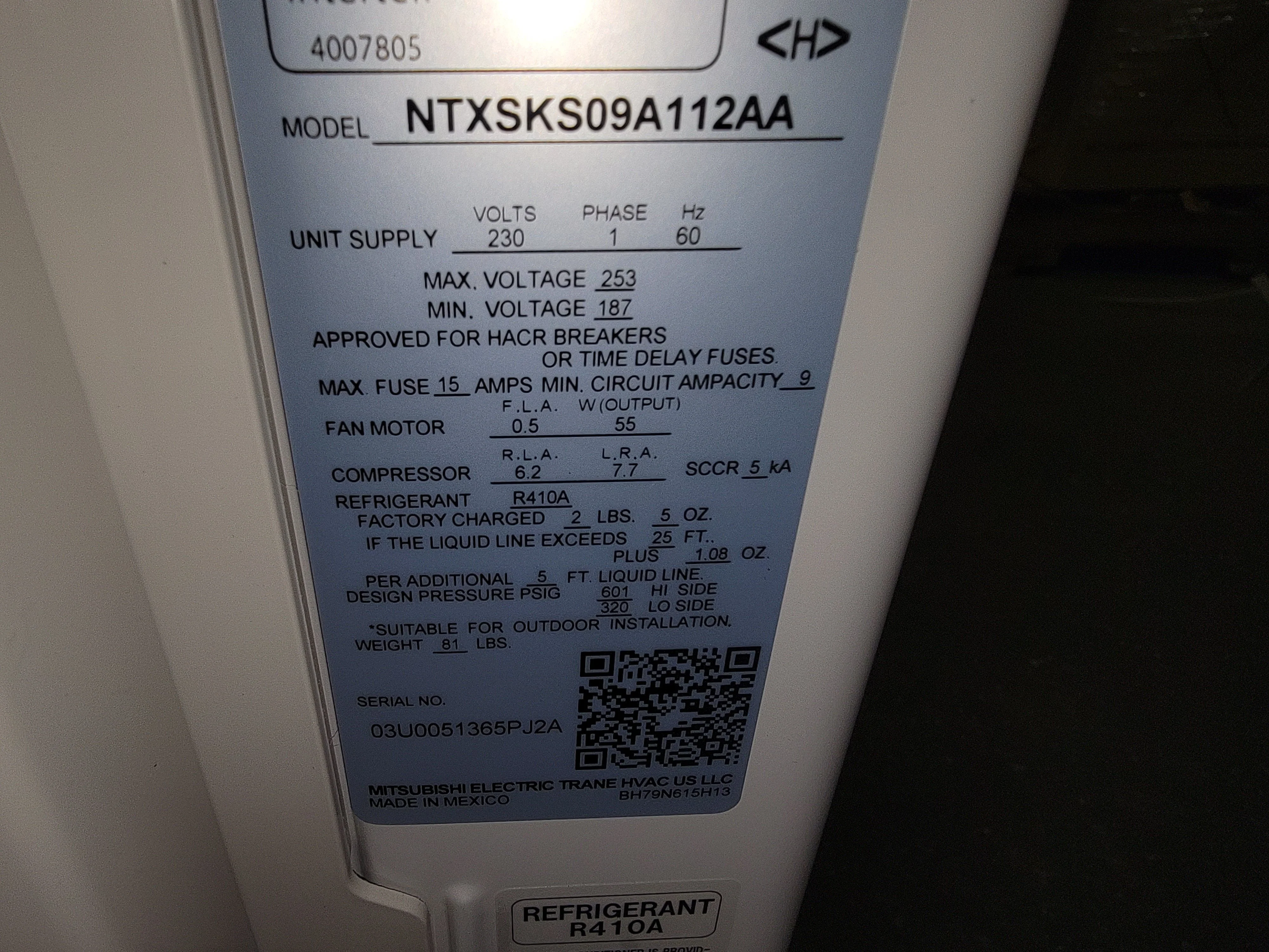 9,000 BTU Single-Zone Inverter-Driven Outdoor Heat Pump Mini Split Unit, 18 SEER 230/60/1 R-410A - Image 5