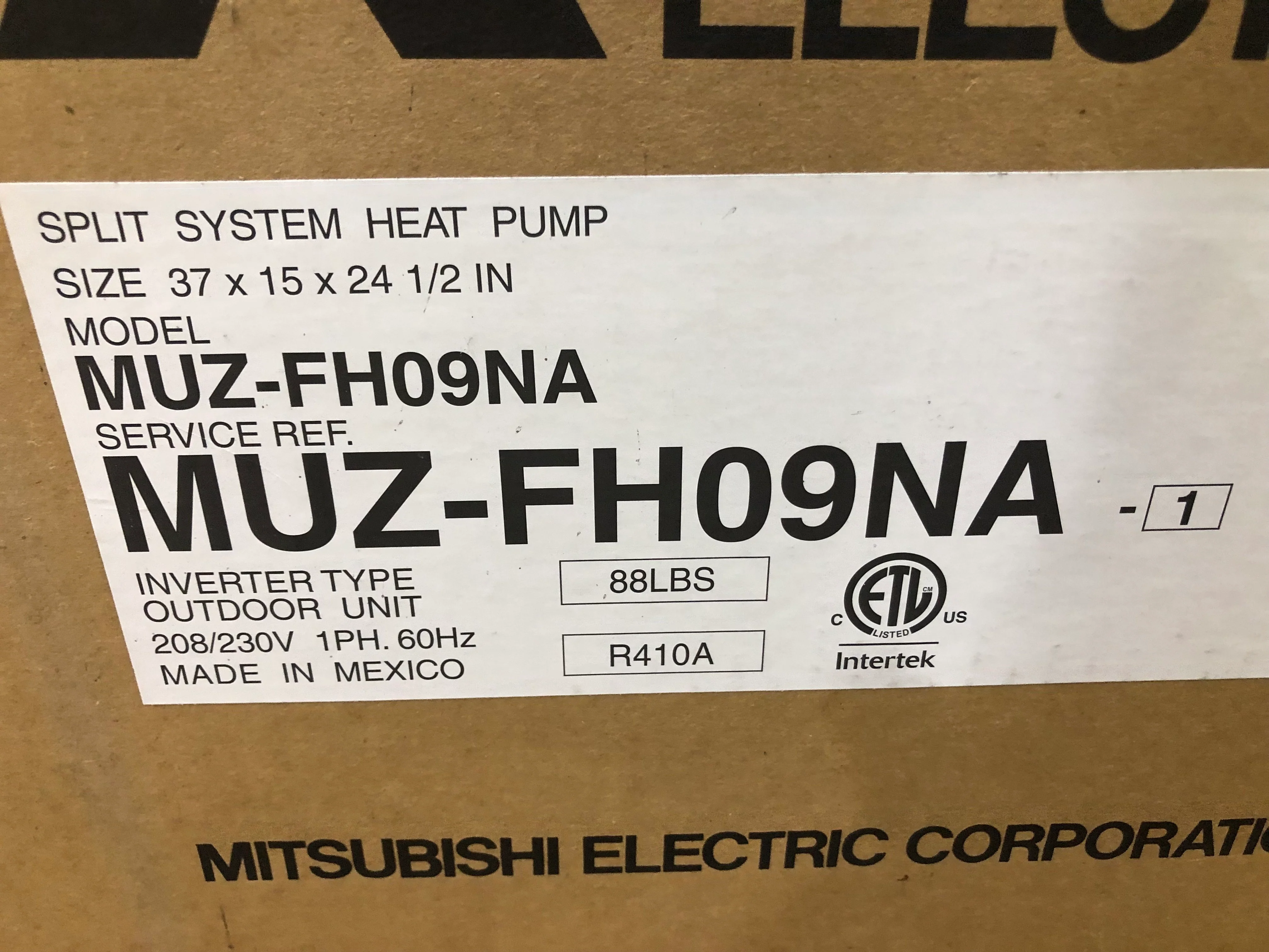 9,000 BTU Single-Zone Outdoor Mini-Split Heat Pump, 30.5 SEER 208-230/60/1 R-410A - Image 6