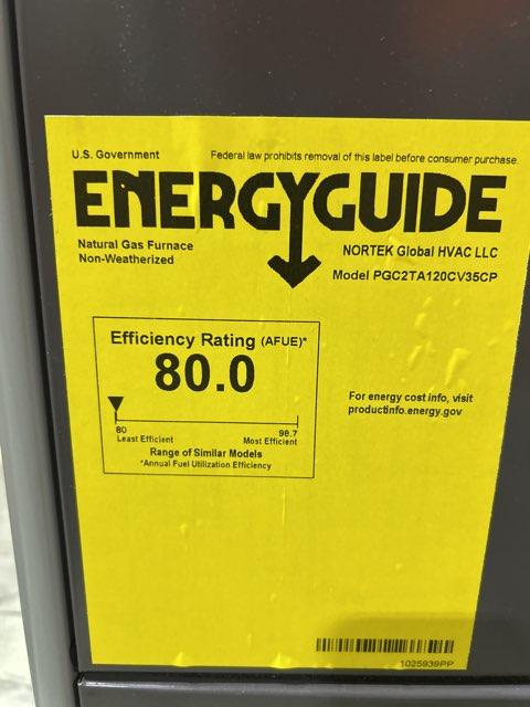 120,000 BTU Low NOx 2-Stg Upflow/Horizontal ECM Variable Speed Gas Furnace 80% 115/60/1 CFM: 1805 - Image 3