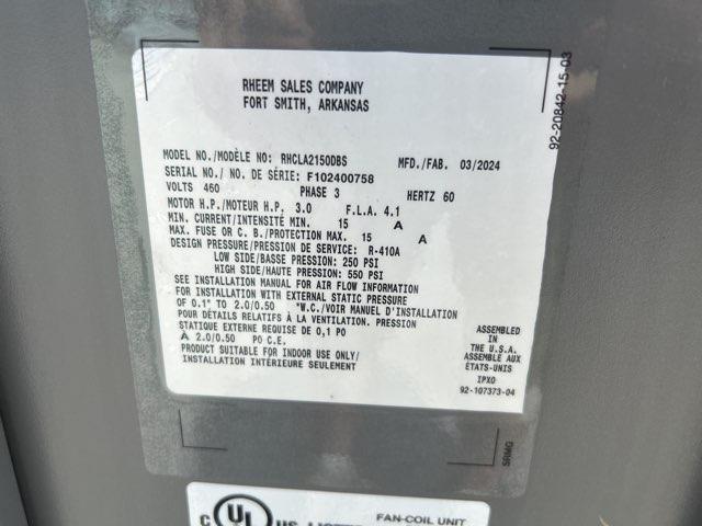 COMMERCIAL 12.5 Ton AC Only ECM Multiposition Air Handler 460/60/3 R-410A CFM 4785 - Image 4