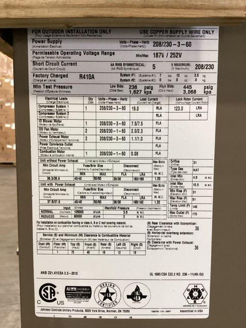 Commercial 6 Ton 2-Stage Convertible Natural Gas/Electric Packaged Unit, 12 EER, 208-230/60/3, R410A - Image 5