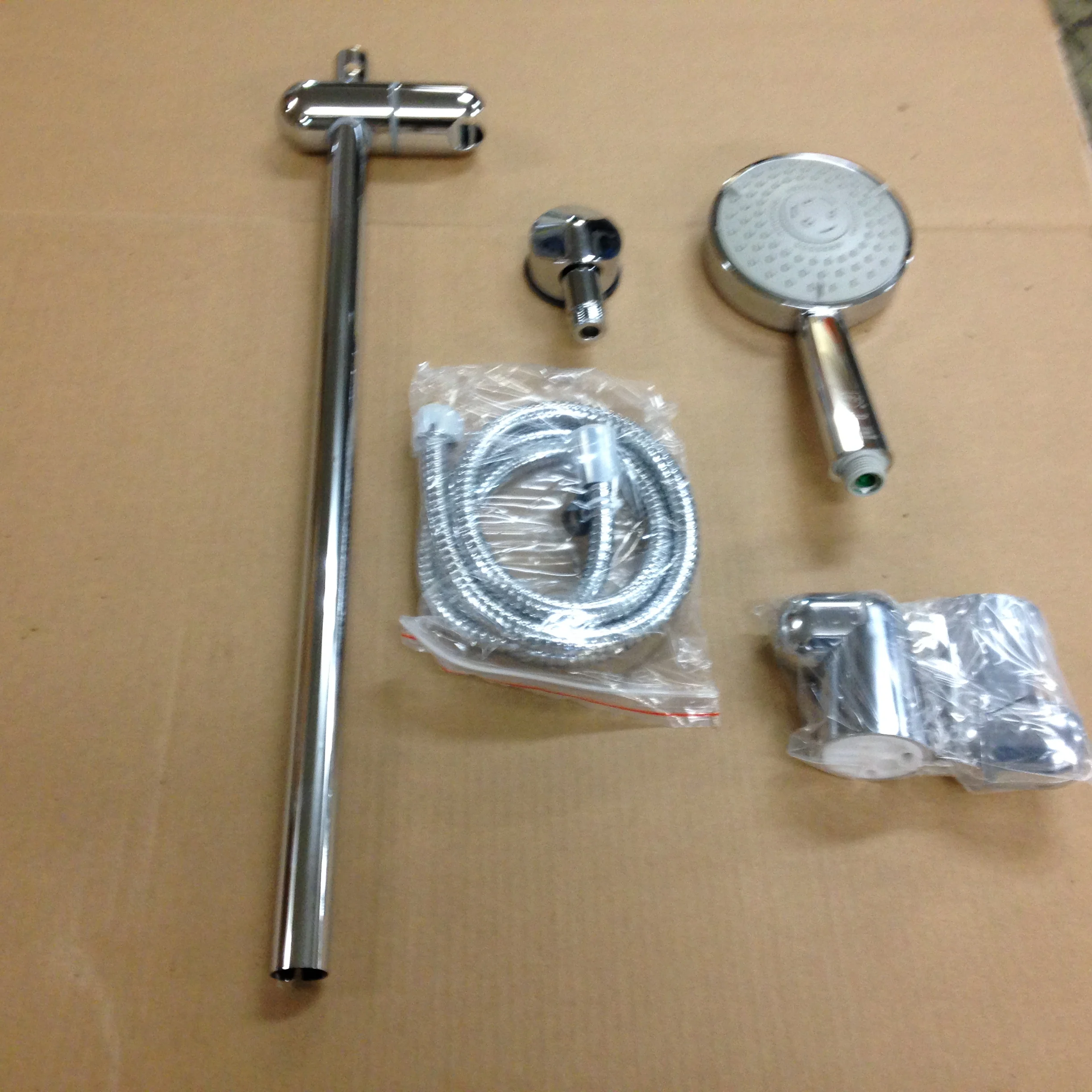 Complete Kit of Rain Handshower, Hose, Wall Supply & Standard Slide Bar, Chrome - Image 2