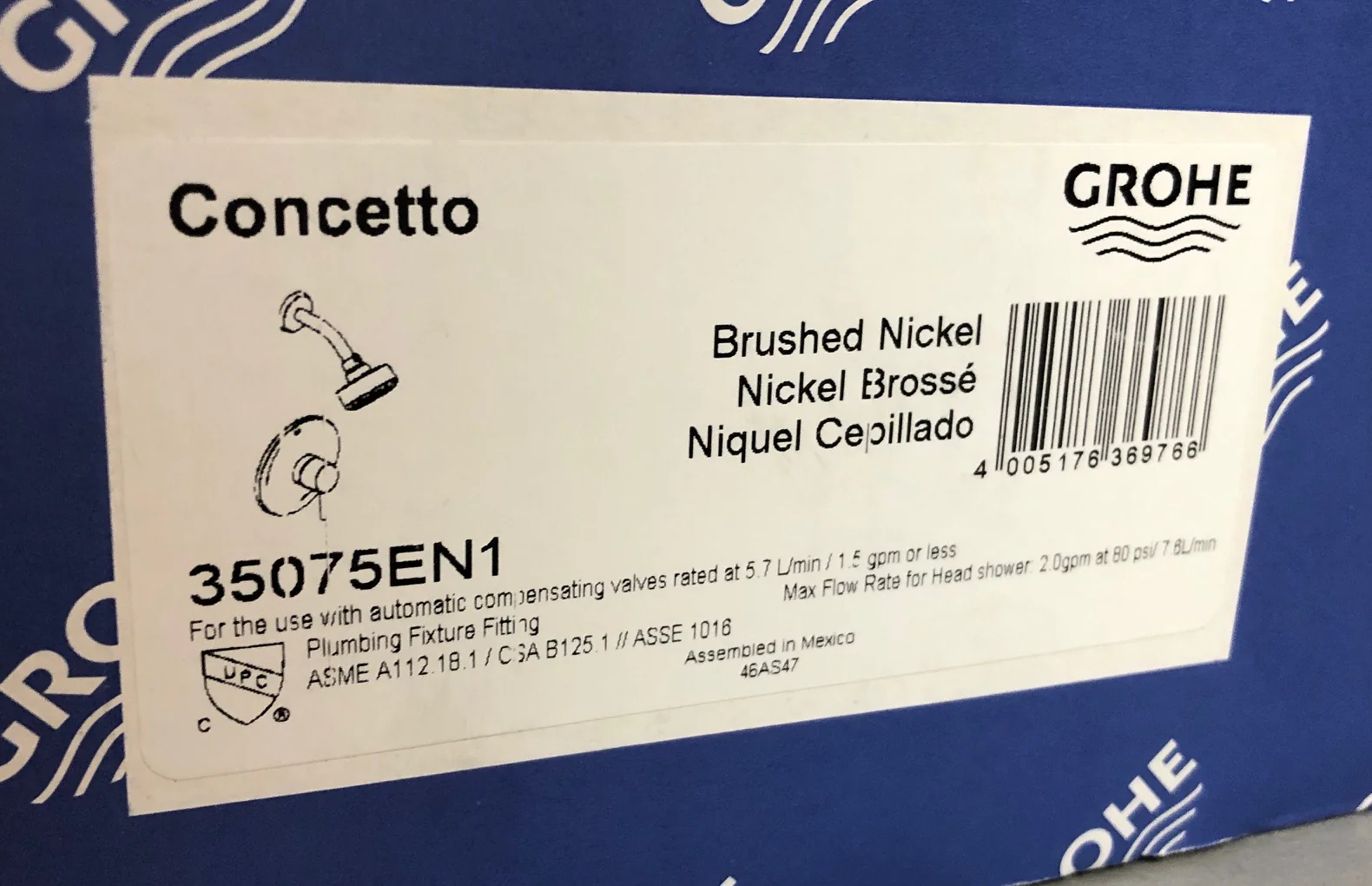 Concetto Brushed Nickel Shower Trim Kit; Less Valve - Image 4