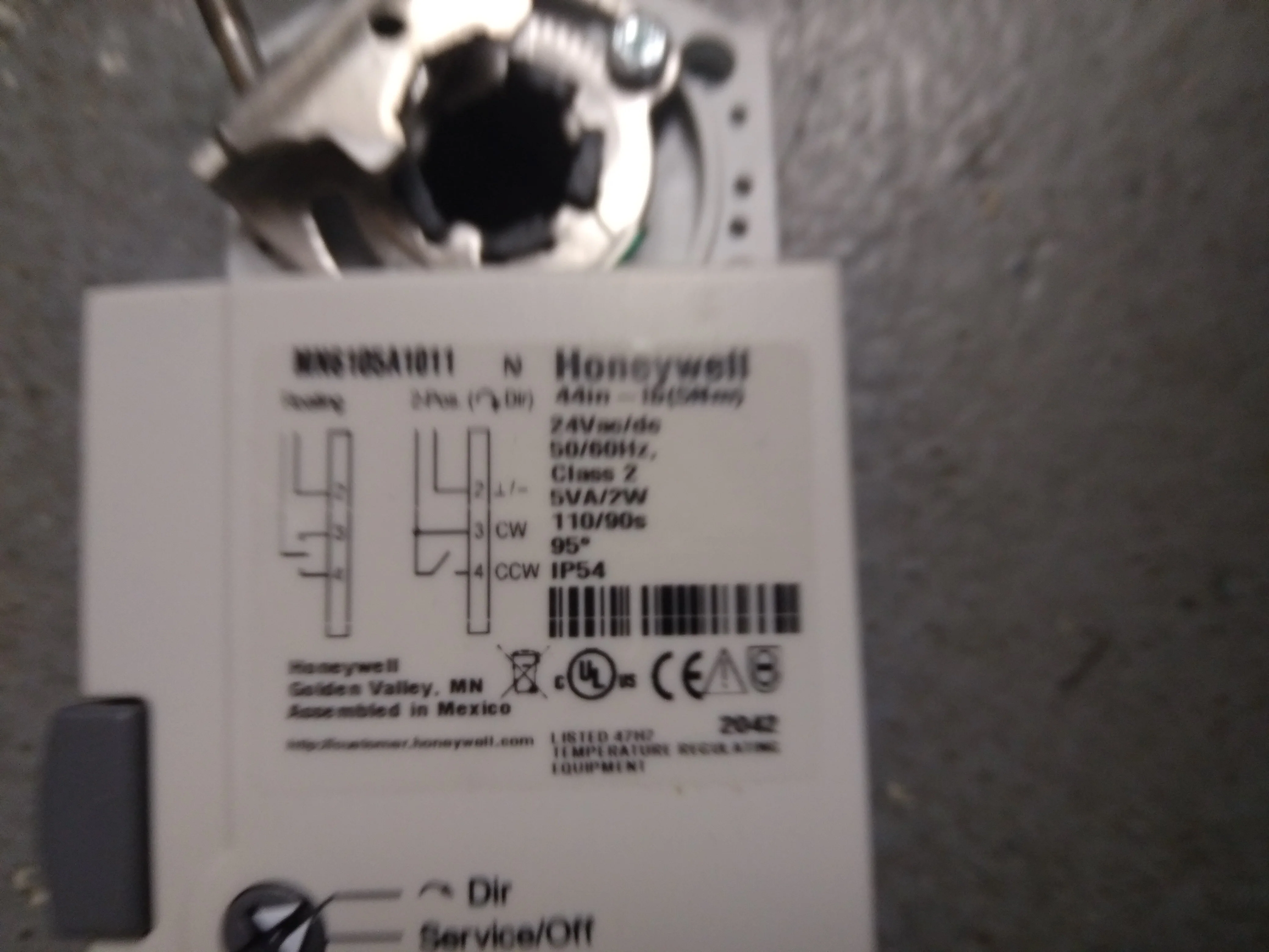 Direct Coupled General Purpose Non-Spring Return Actuator, 24VAC/DC, 50/60 Hertz - Image 3