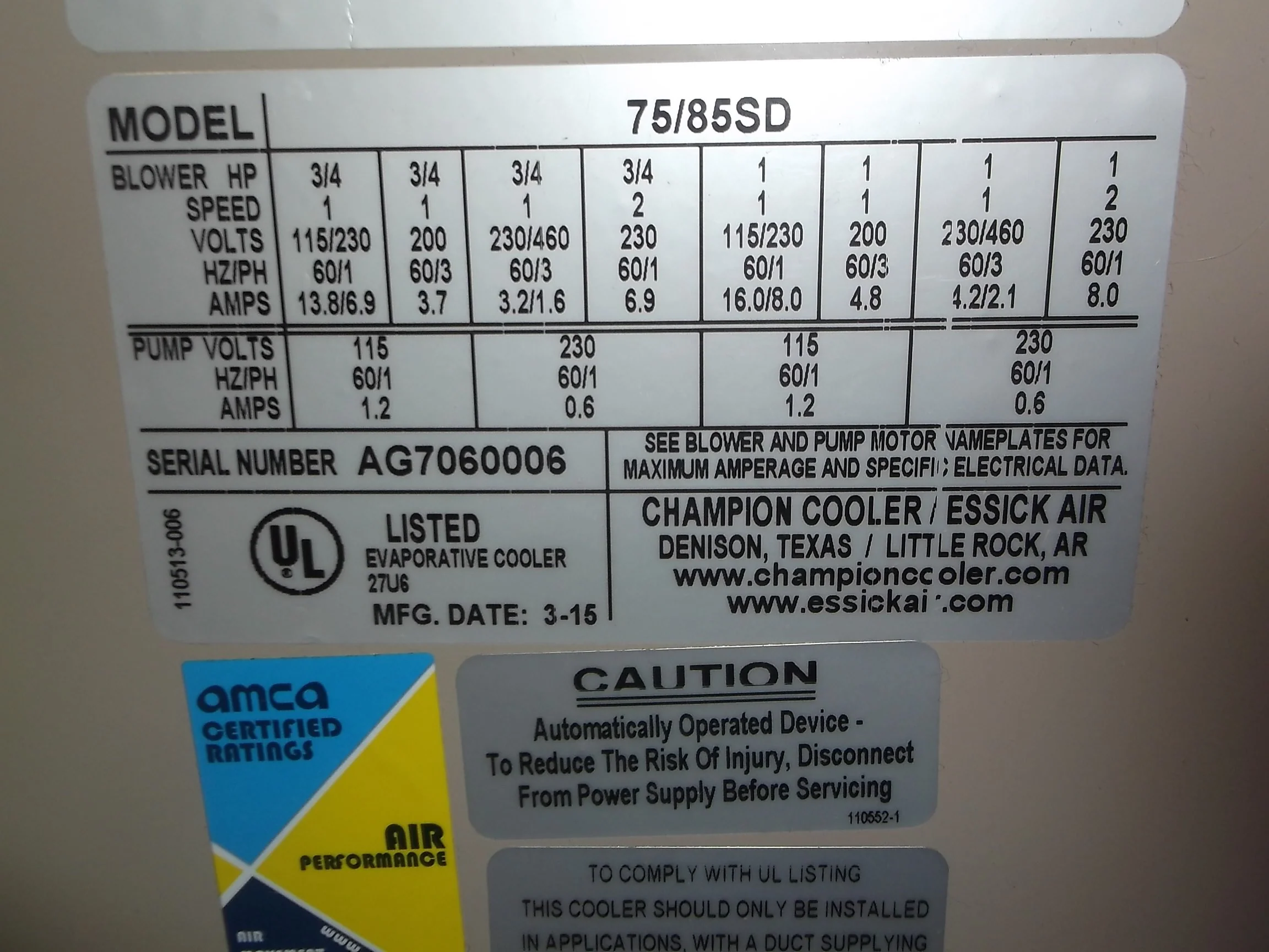 Ducted 7500 To 8500 CFM Evaporative Cooler, 115/60/1 Less Drive Package - Image 5