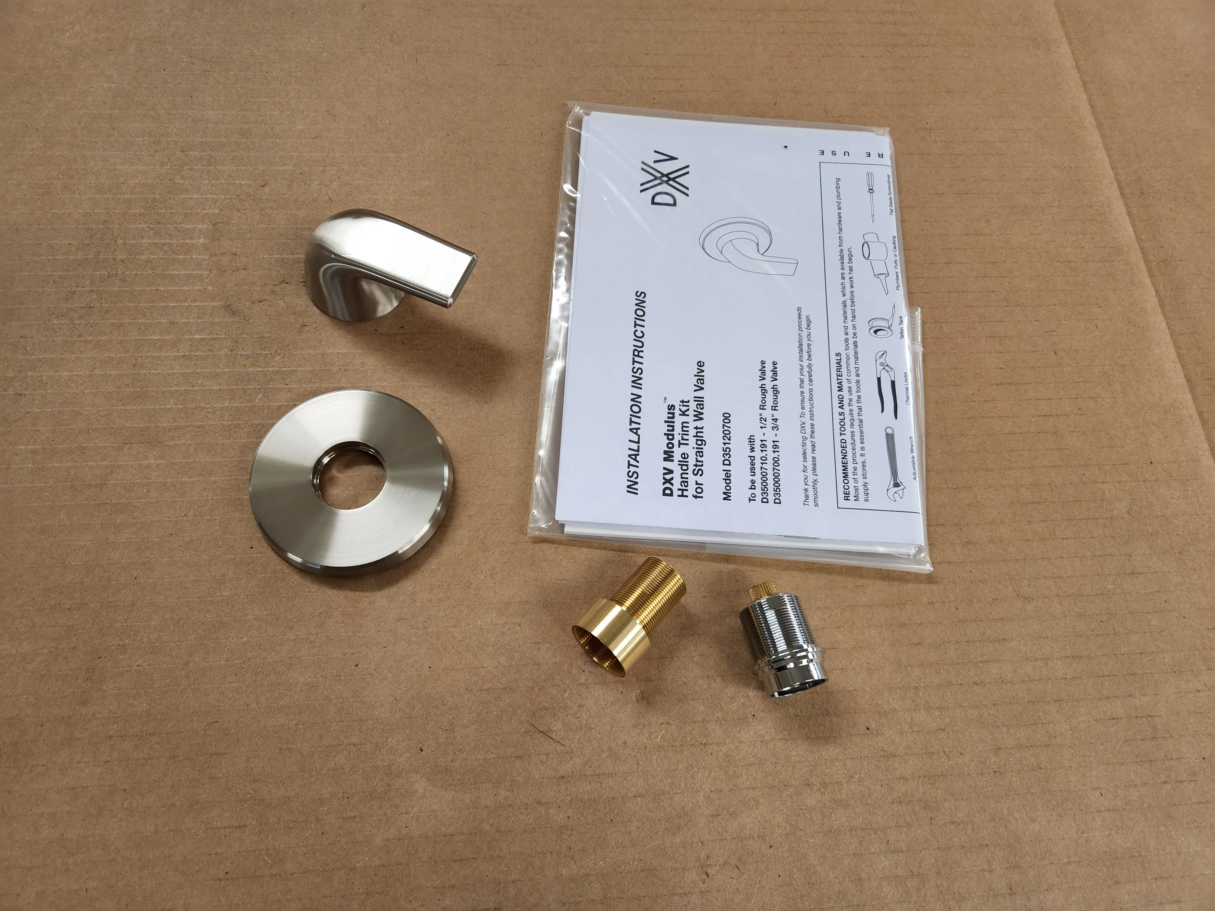 DXV Modulus Brushed Nickel 1/2" or 3/4" Wall Valve Trim - Image 2
