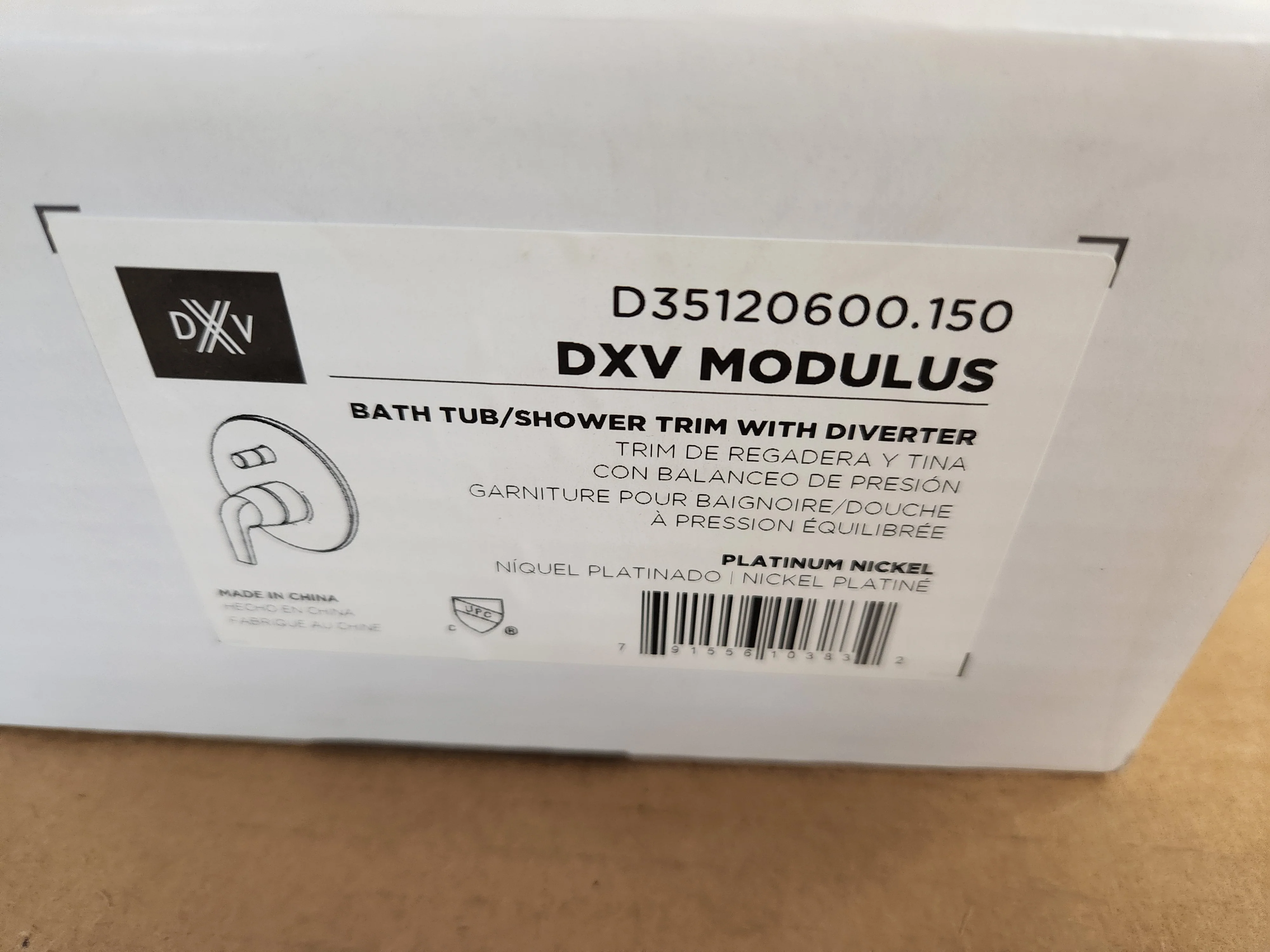 DXV Modulus Platinum Nickel Bath Tub/Shower Trim with Diverter - Image 4