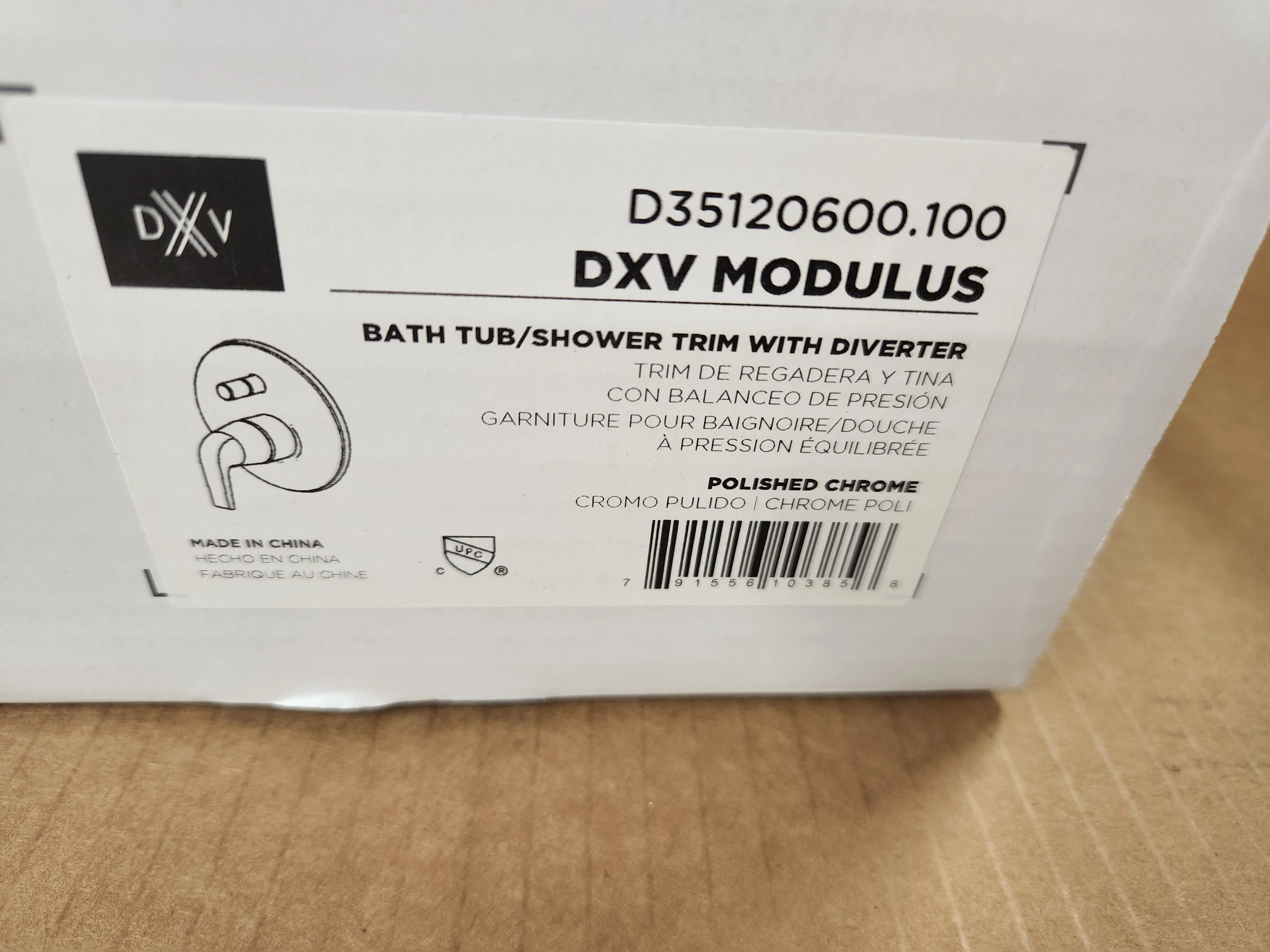 DXV Modulus Polished Chrome Bath Tub/Shower Trim With Diverter - Image 4