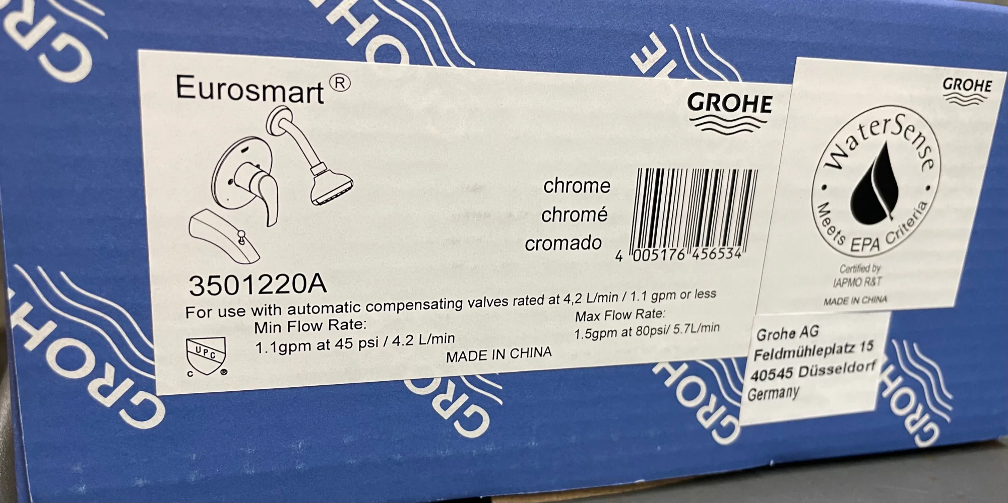 Eurosmart' Chrome Pressure Balance Tub/Shower Combo; Trim Only - Image 4