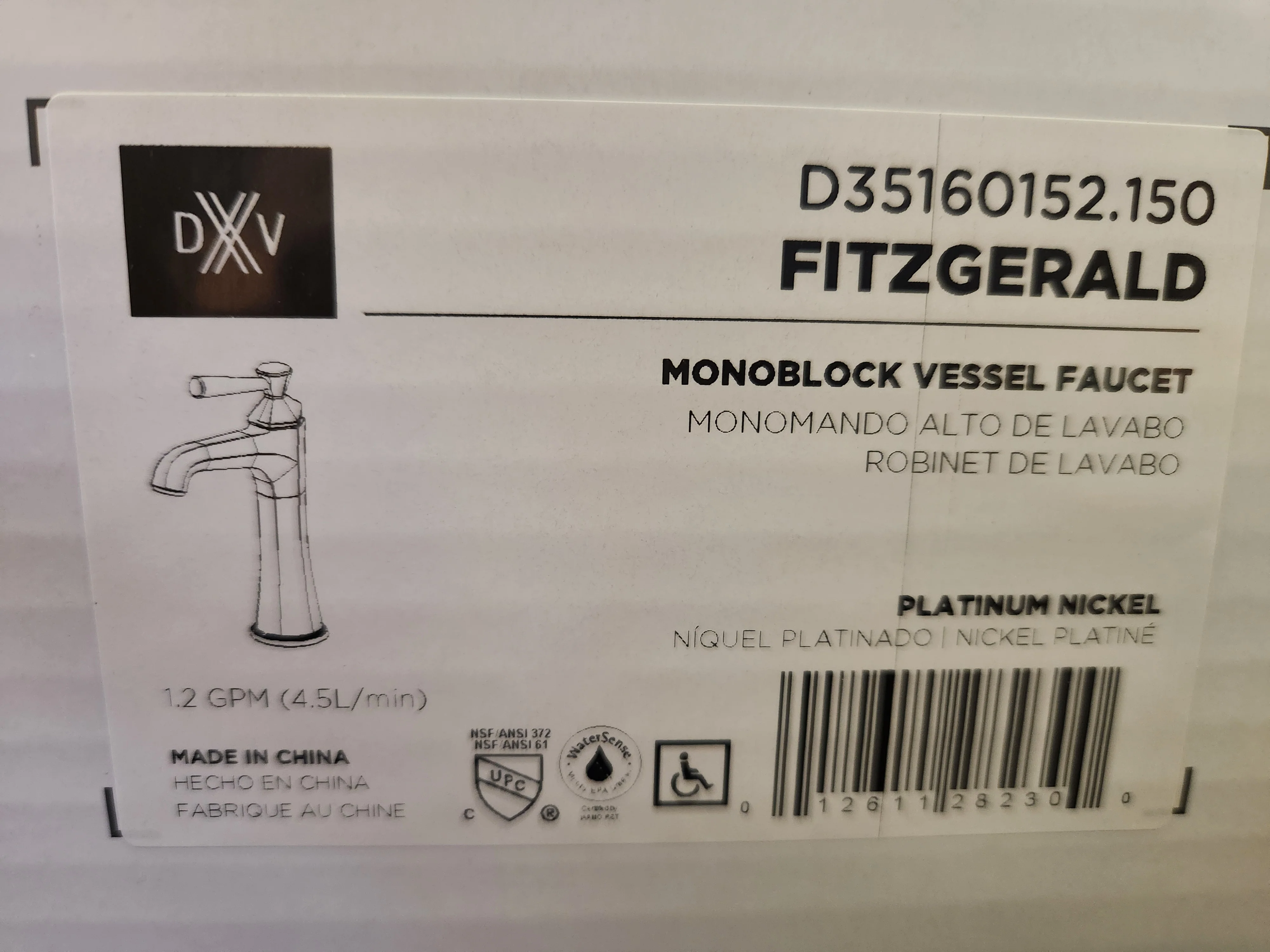 Fitzgerald Monoblock Vessel Single Handle Faucet Platinum Nickel - Image 3