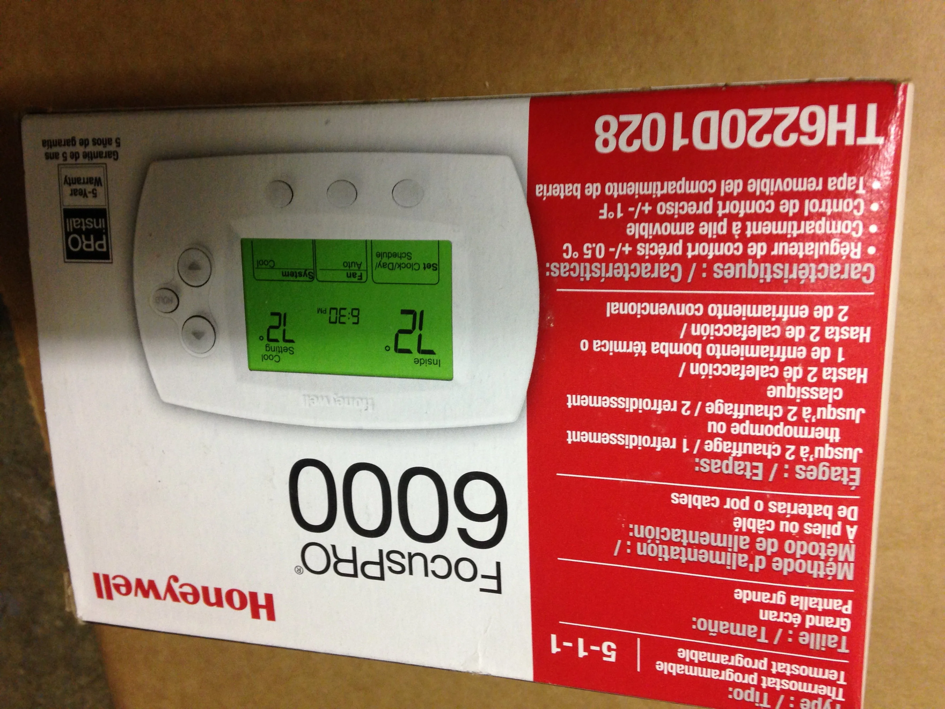 Focus Pro 6000 Programmable Thermostat 2 Heat/1 Cool Heat Pump, 2 Heat / 2 Cool Cconventional. 24V - Image 5