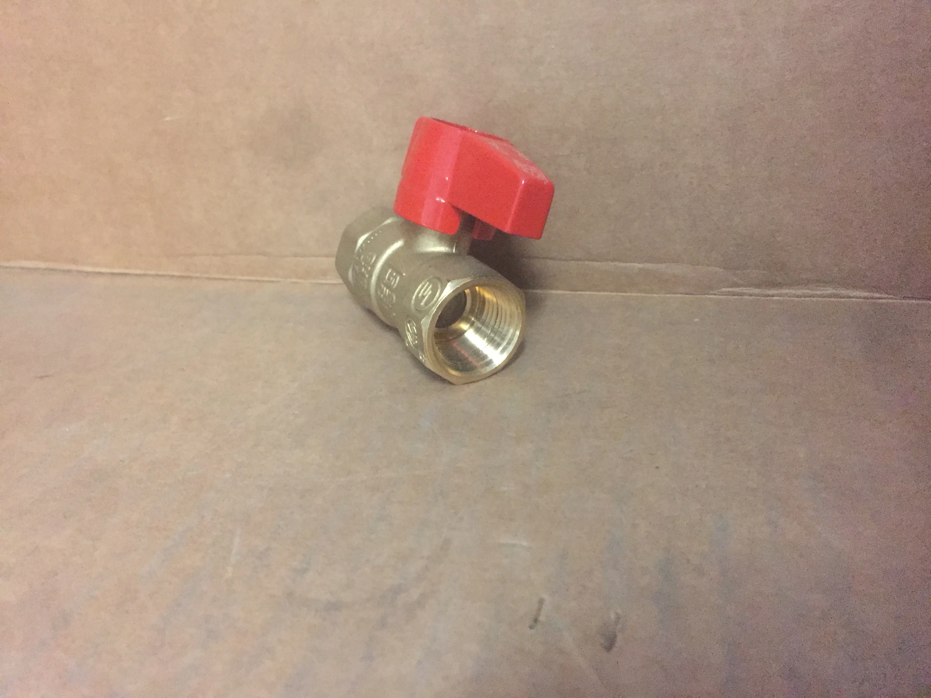 Gas Cock Ball Valve - Brass - 1/2" Female NPT X 1/2" Female NPT w/Aluminum Red Wedge Handle - Image 3
