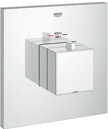 Grohflex Cosmo Square Custom Shower Thermostatic Trim With Control Module, Chrome