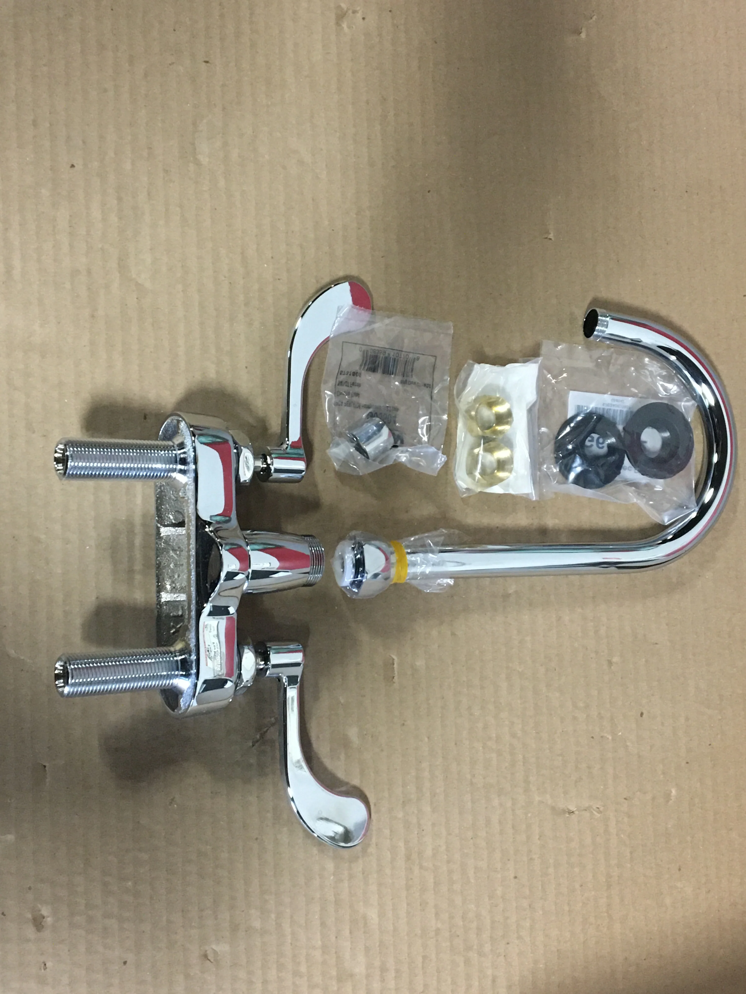 Two Handle Centerset Gooseneck Bathroom/Kitchen Sink Faucet In Polished Chrome