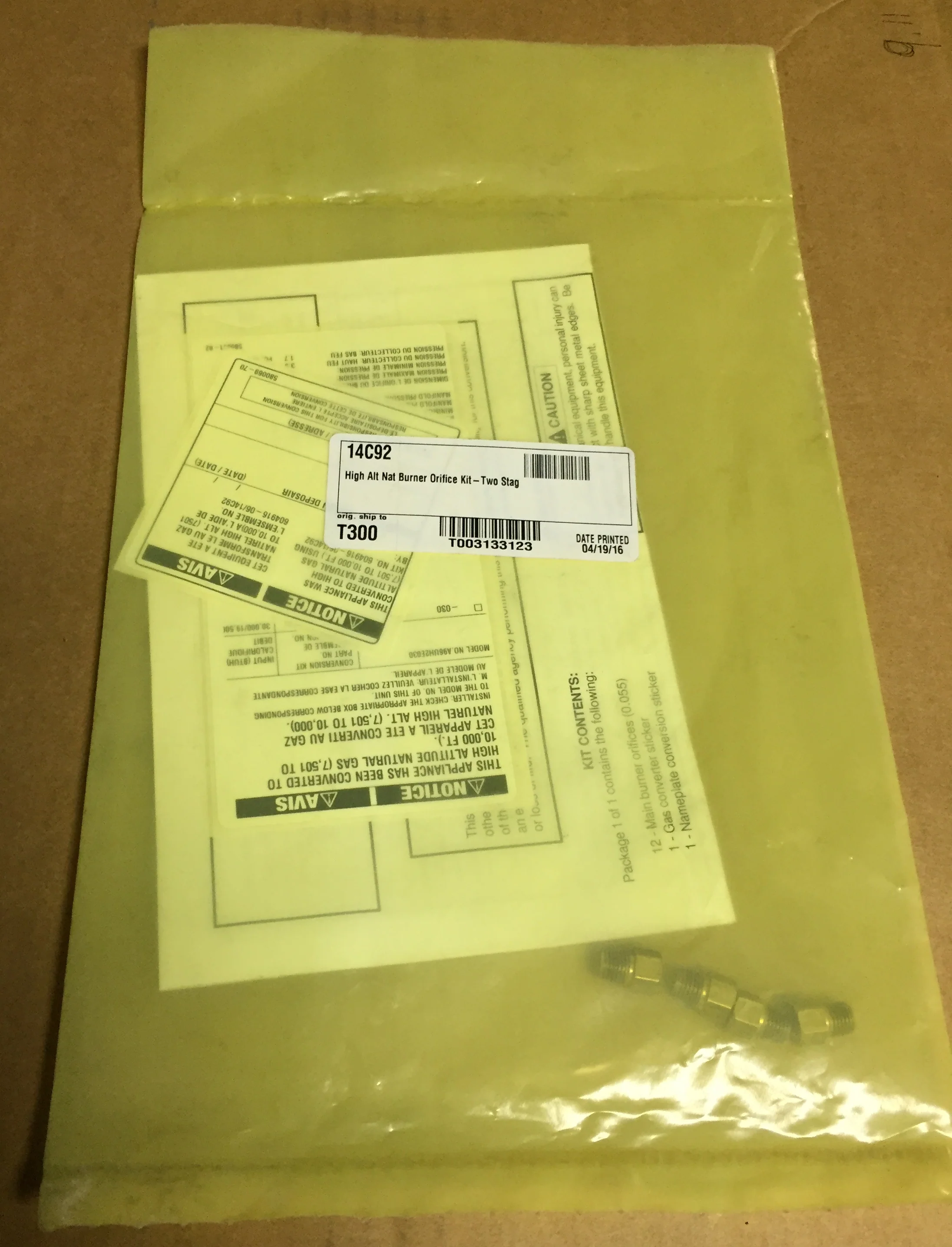 High Altitude Natural Gas Burner Orifice Kit - Image 4