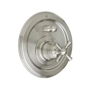 Landfair Brushed Nickel Pressure Balance Tub/Shower Trim Kit; Trim Only, Cross Handle