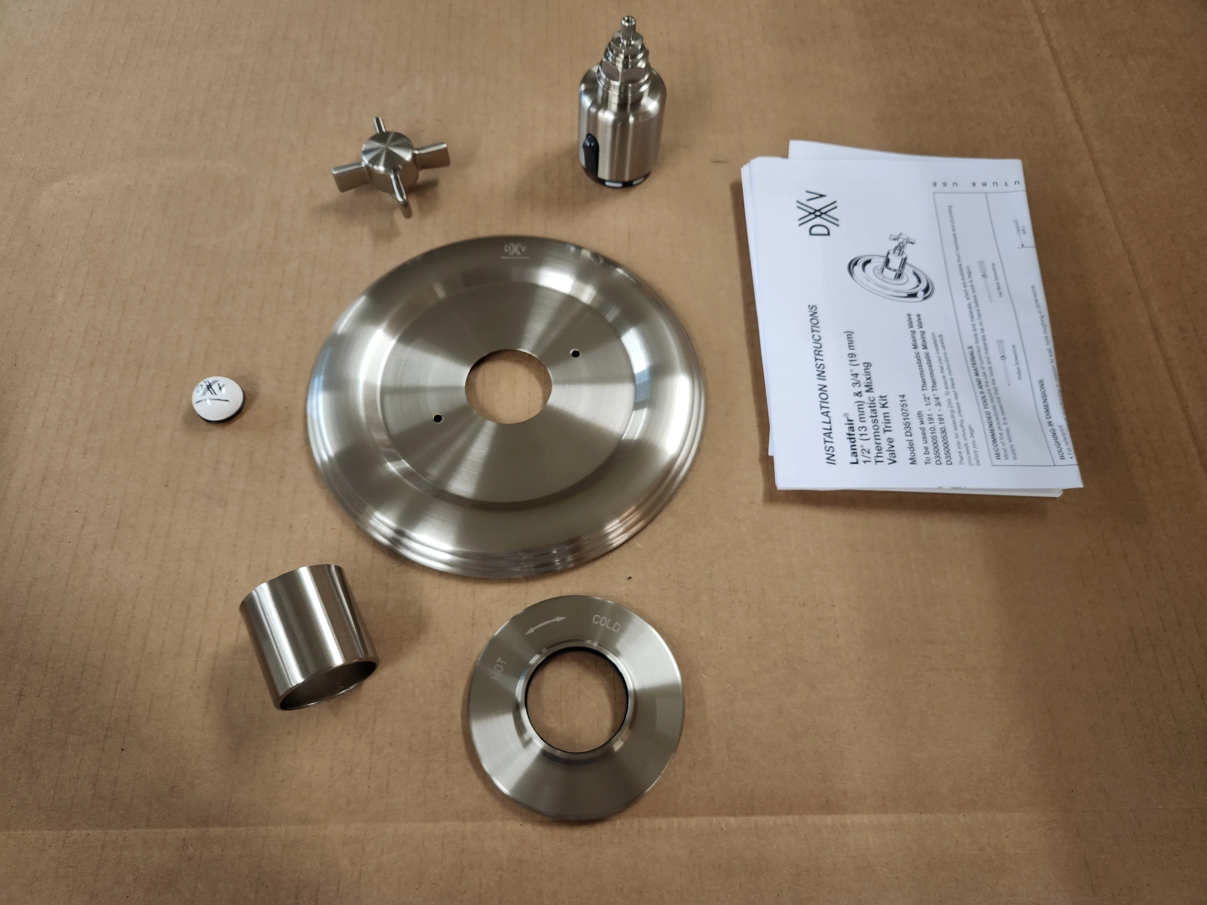 Landfair Brushed Nickel Thermo Valve Trim Cross Handle - Image 2