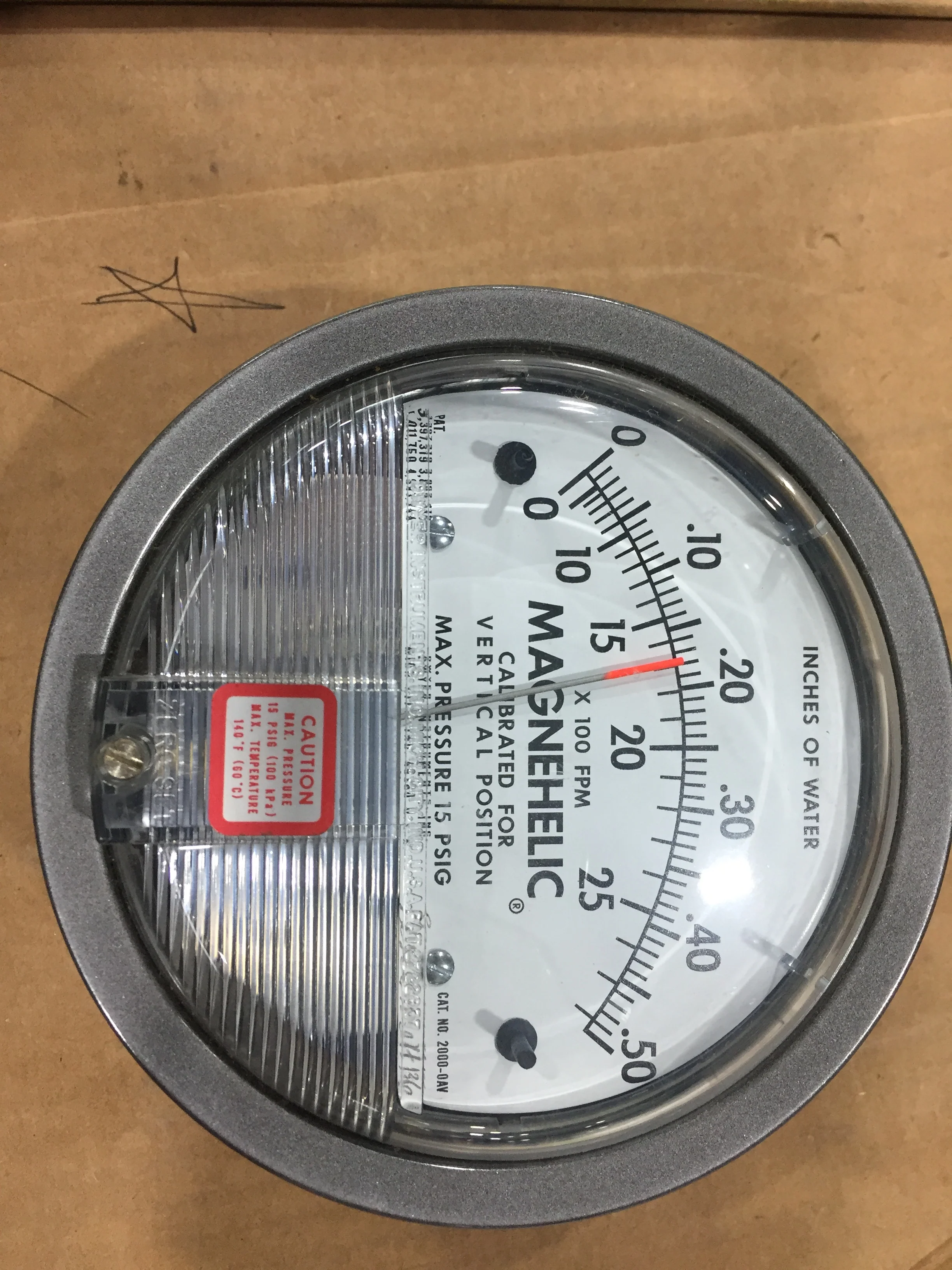 Magnehelic Pressure Gauge, Dwyer 2000-AV Dual Scale 0-.50"WC 500-2800 FPM - Image 5