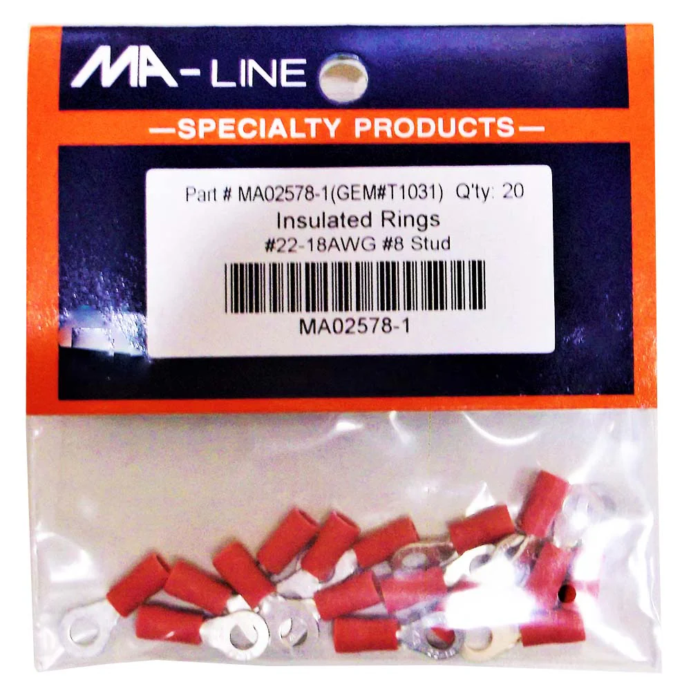 Ma-Line Maln Insulated Rings 22-18AWG #8 STUD 20/Pkg - Image 2