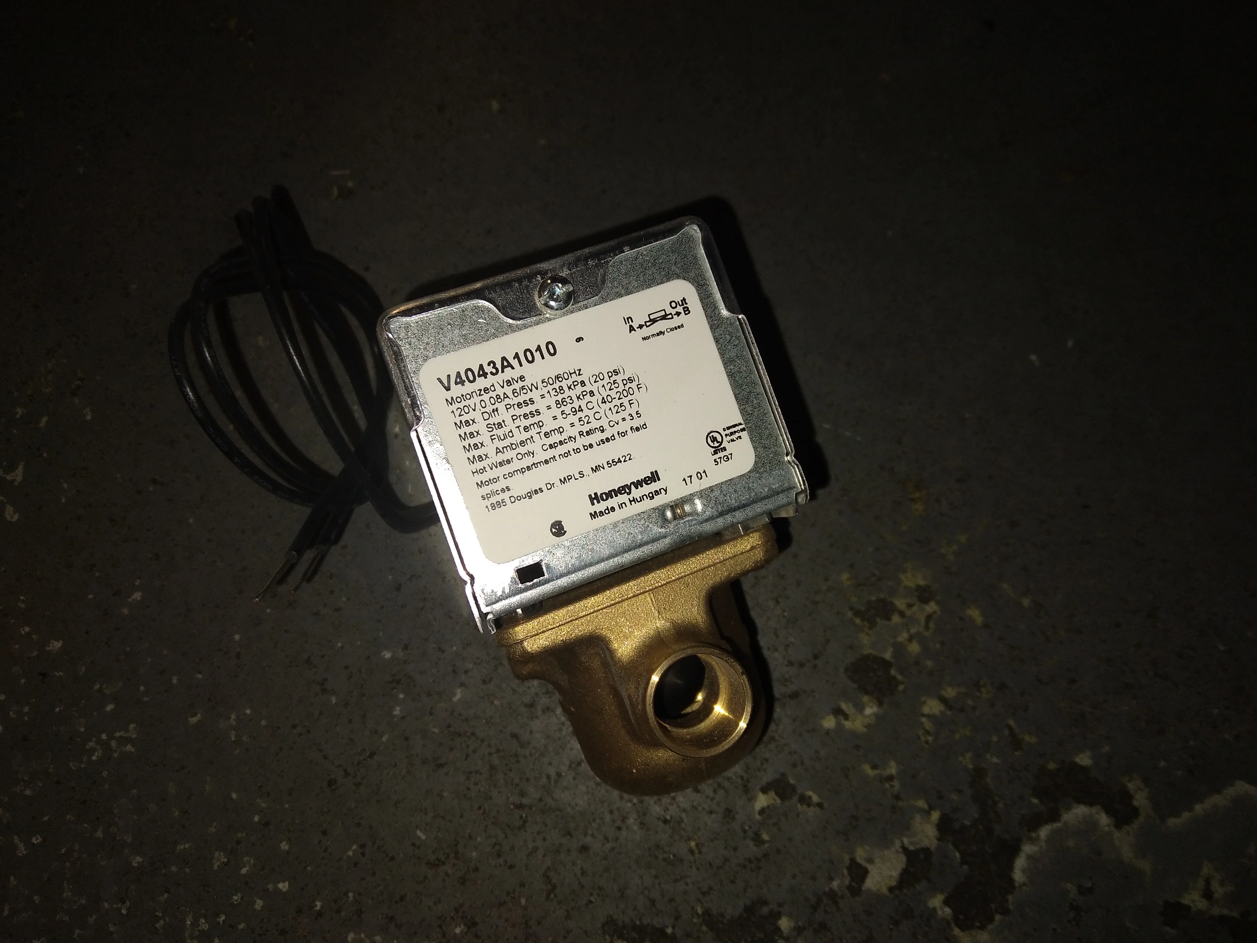 MOTORIZED POWERHEAD VALVE 120/50-60 0.08 AMPS 6/5 WATTS - Image 3
