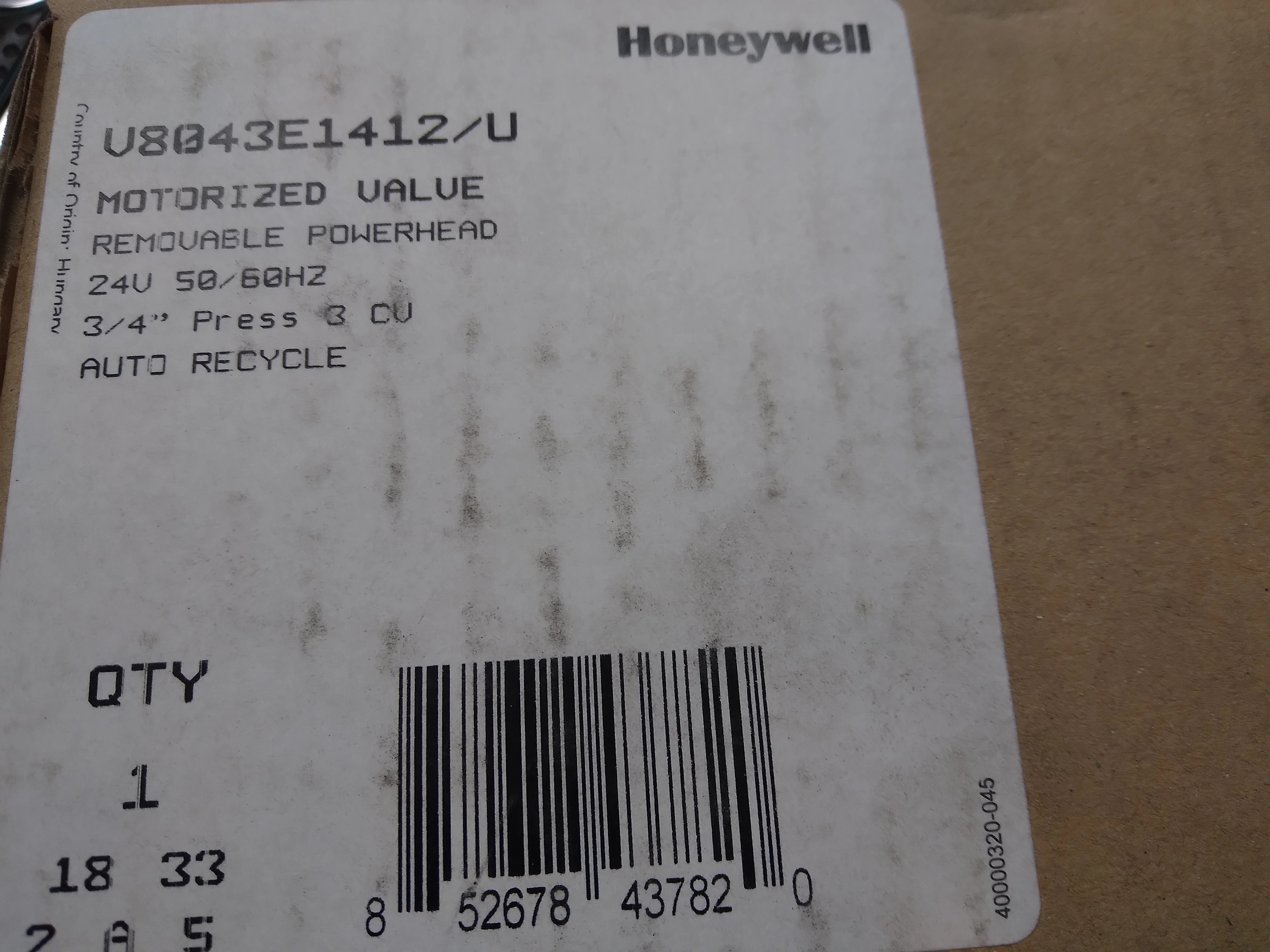 MOTORIZED ZONE VALVE 24VAC 3Cv NORMALLY CLOSED, 3/4" PRESS-IN - Image 5