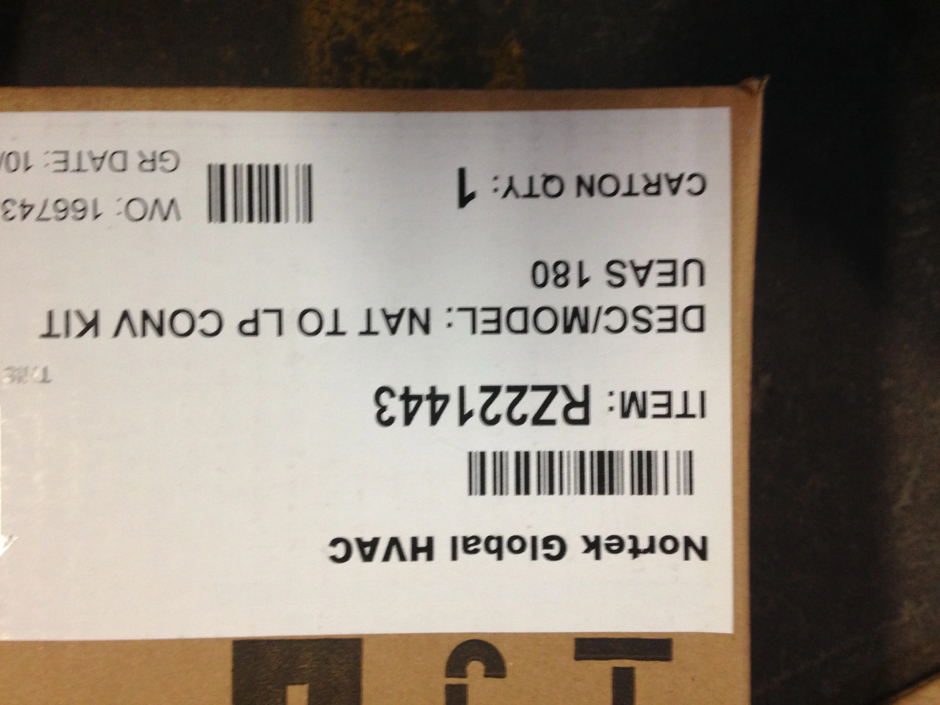 Natural Gas to LP Conversion Kit UEAS 180 - Image 3