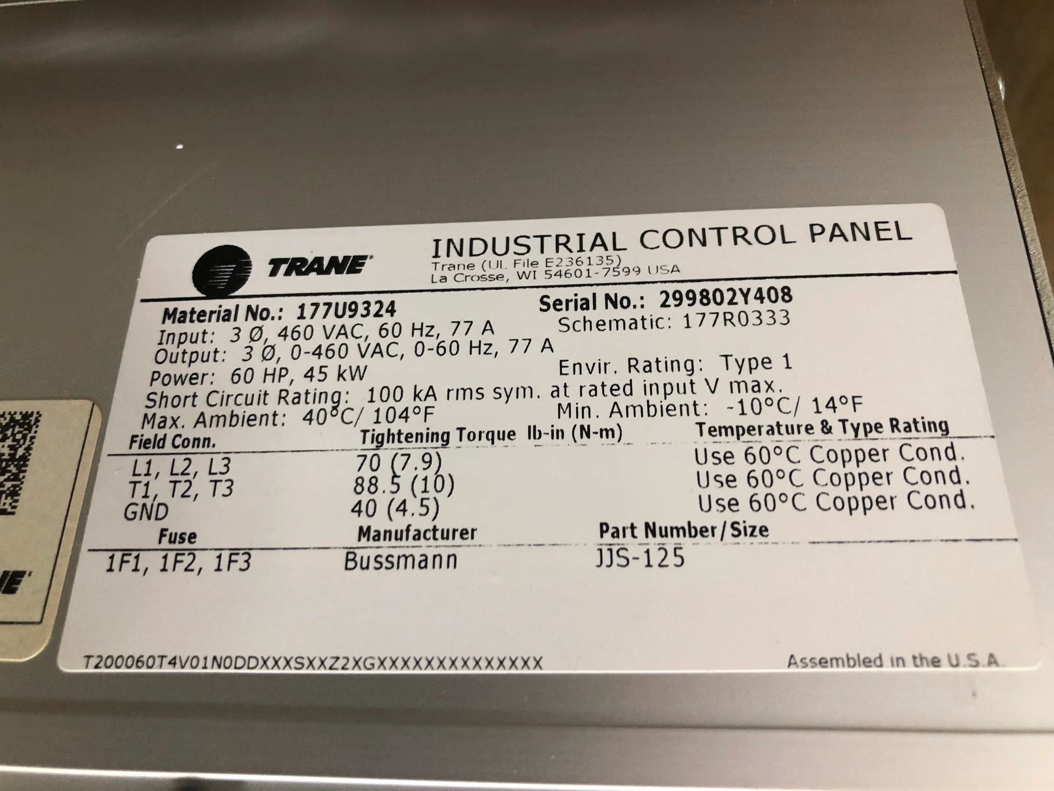 Nema 1 Vertical TR200 Series Variable Frequency Drive 460/50-60/3 - Image 3