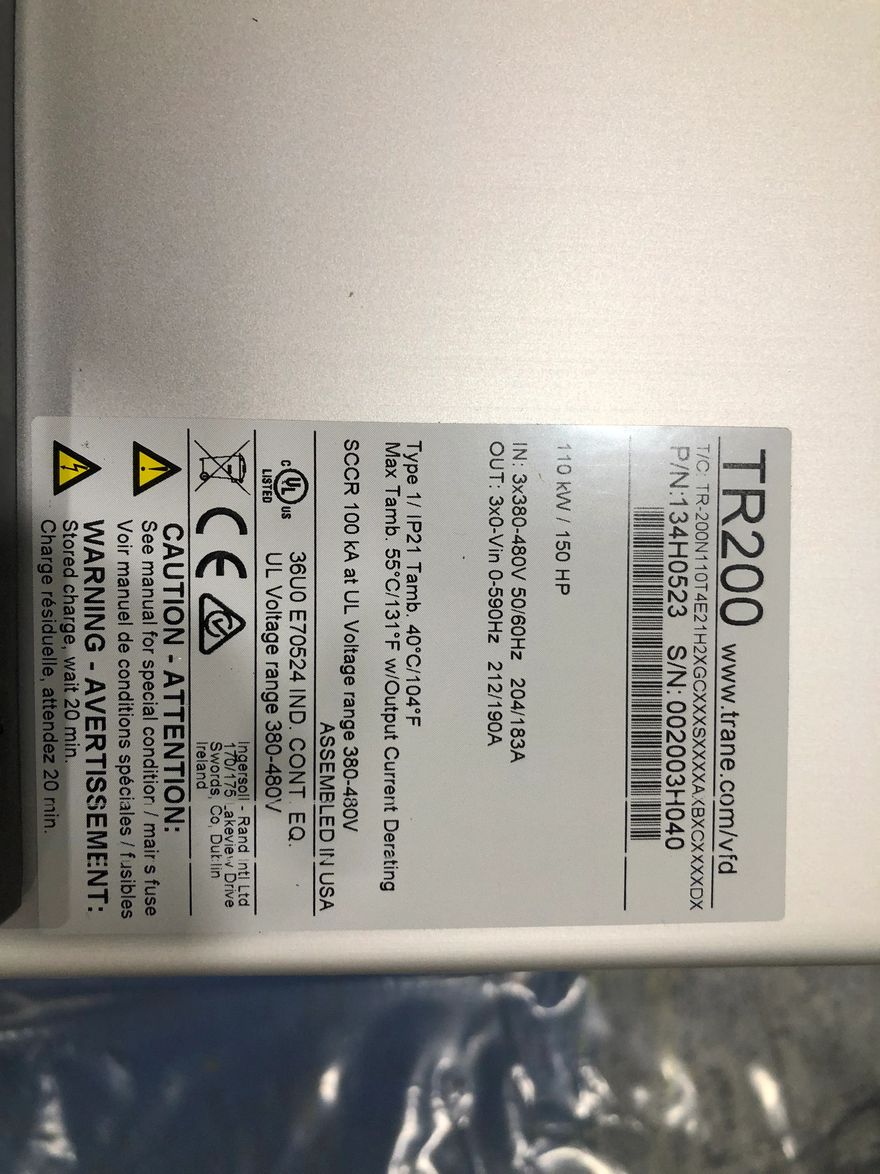 Nema 1 Vertical TR200 Series Variable Frequency Drive 460/50-60/3 - Image 3