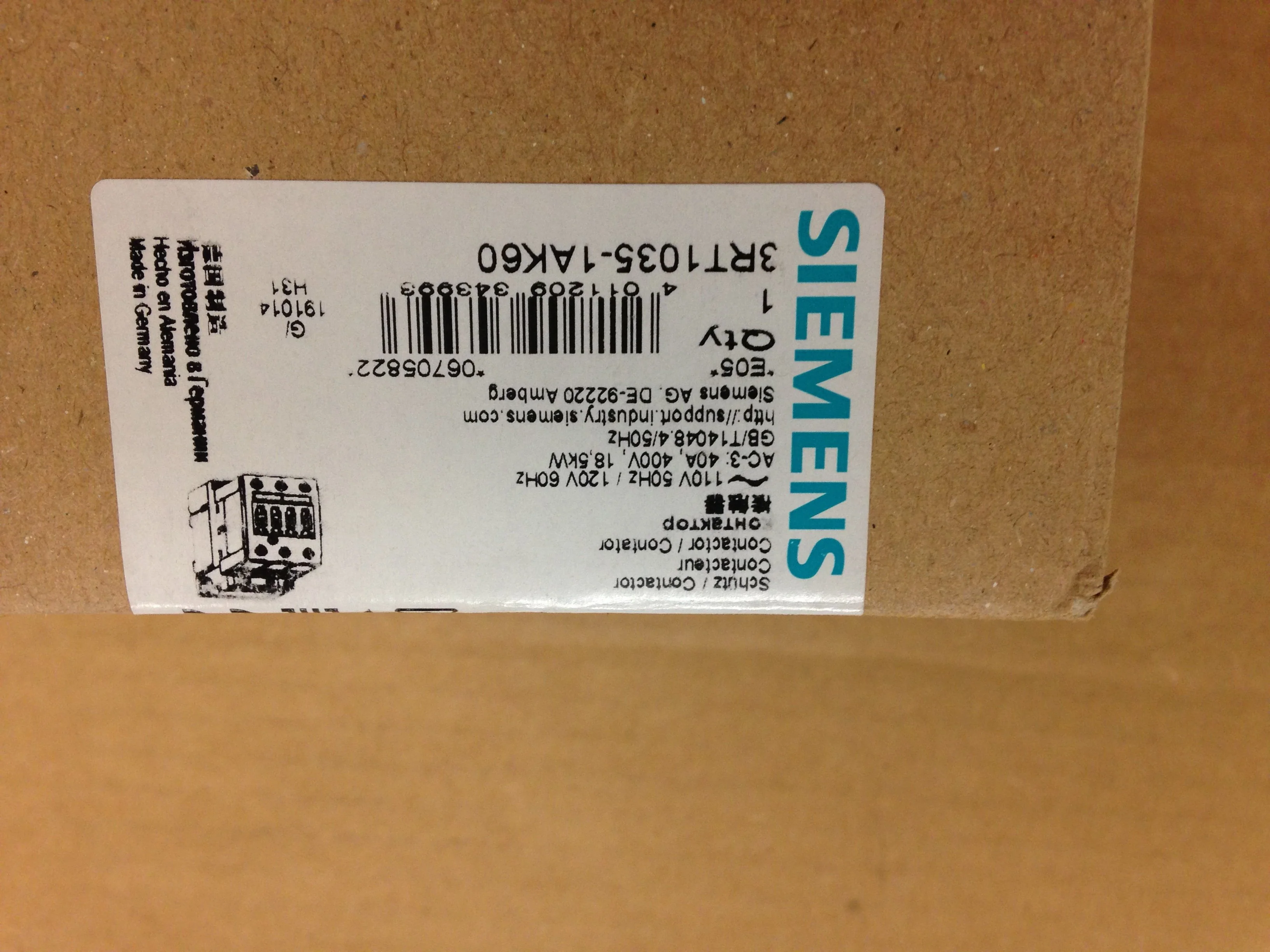 Non-Reversing Contactor, AC-3 18, 5kW/400V, AC110V @ 50 Hz/120V @ 60Hz, Size S2, 3Pole, 3 Phase - Image 6