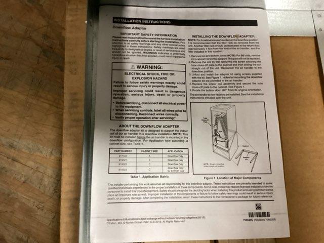 Nortek Downflow Kit, Cabinet A for Use with HMG 24, 30 Series - Image 2
