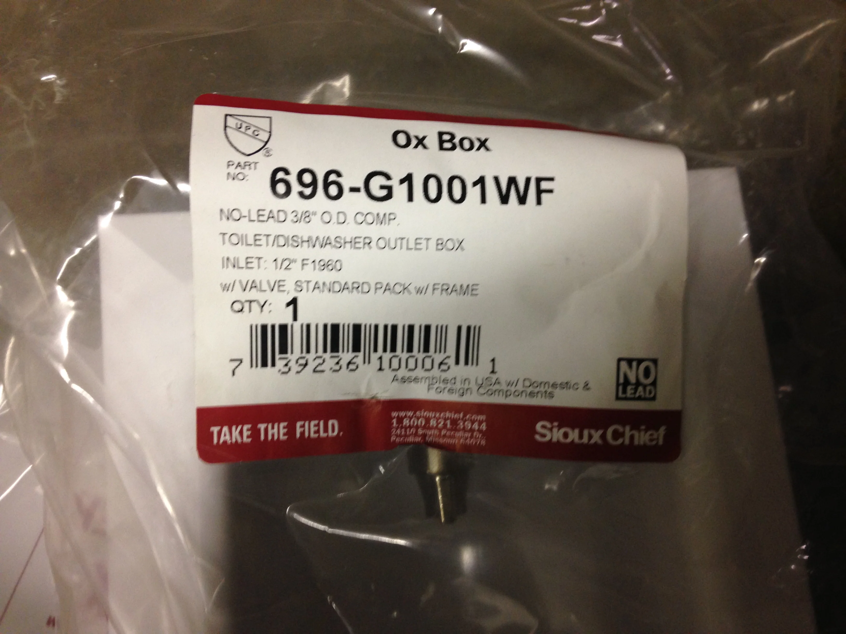 Oxbox Toilet/Dishwasher Outlet Box, 1/2 Inlet" - Image 4