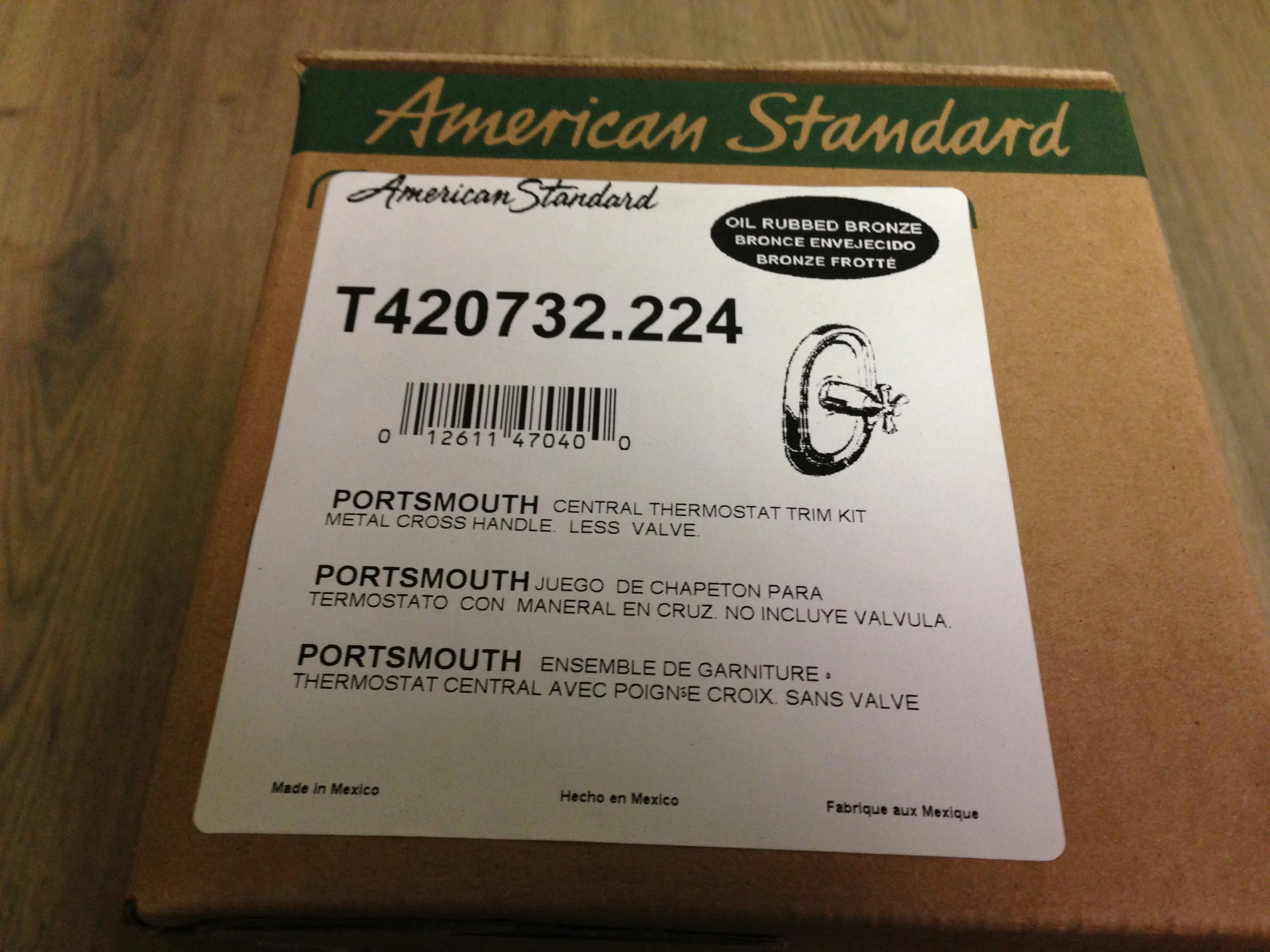 Portsmouth Central Thermostatic Trim Kit; Metal Cross Handle, Less Valve, Oil Rubbed Bronze - Image 2