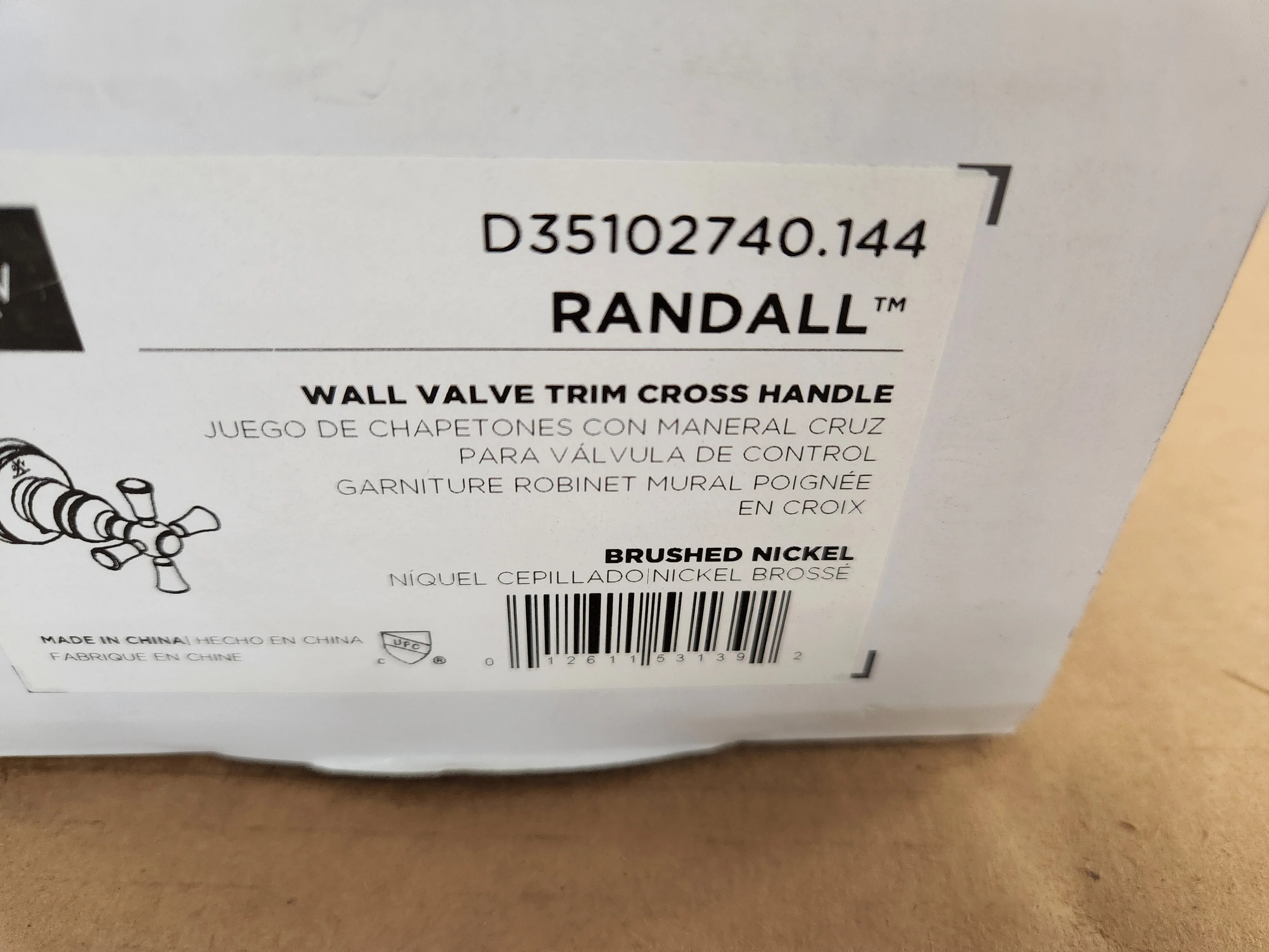 Randall Brushed Nickel Wall Valve Trim Cross Handle - Image 4