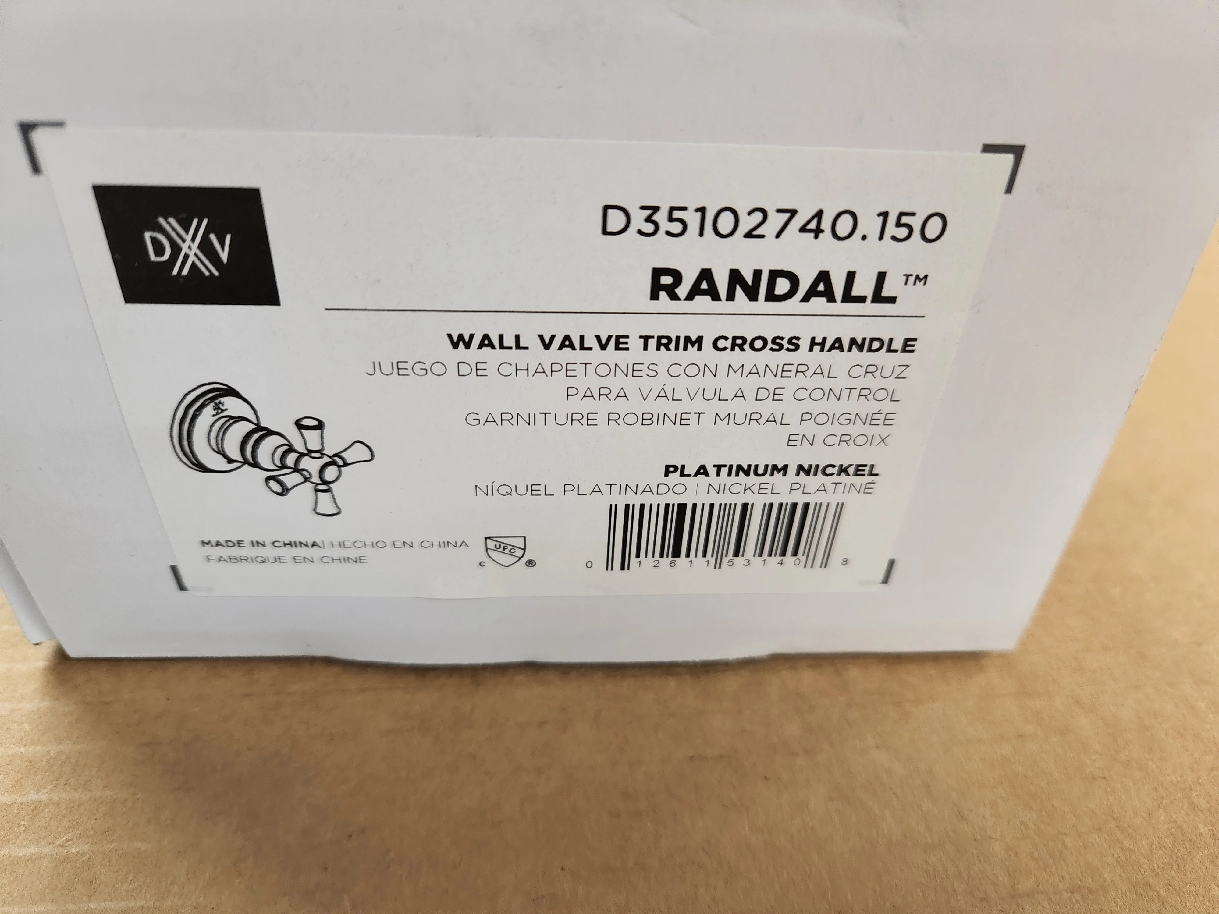 Randall Platinum Nickel Wall Valve Trim Cross Handle - Image 4