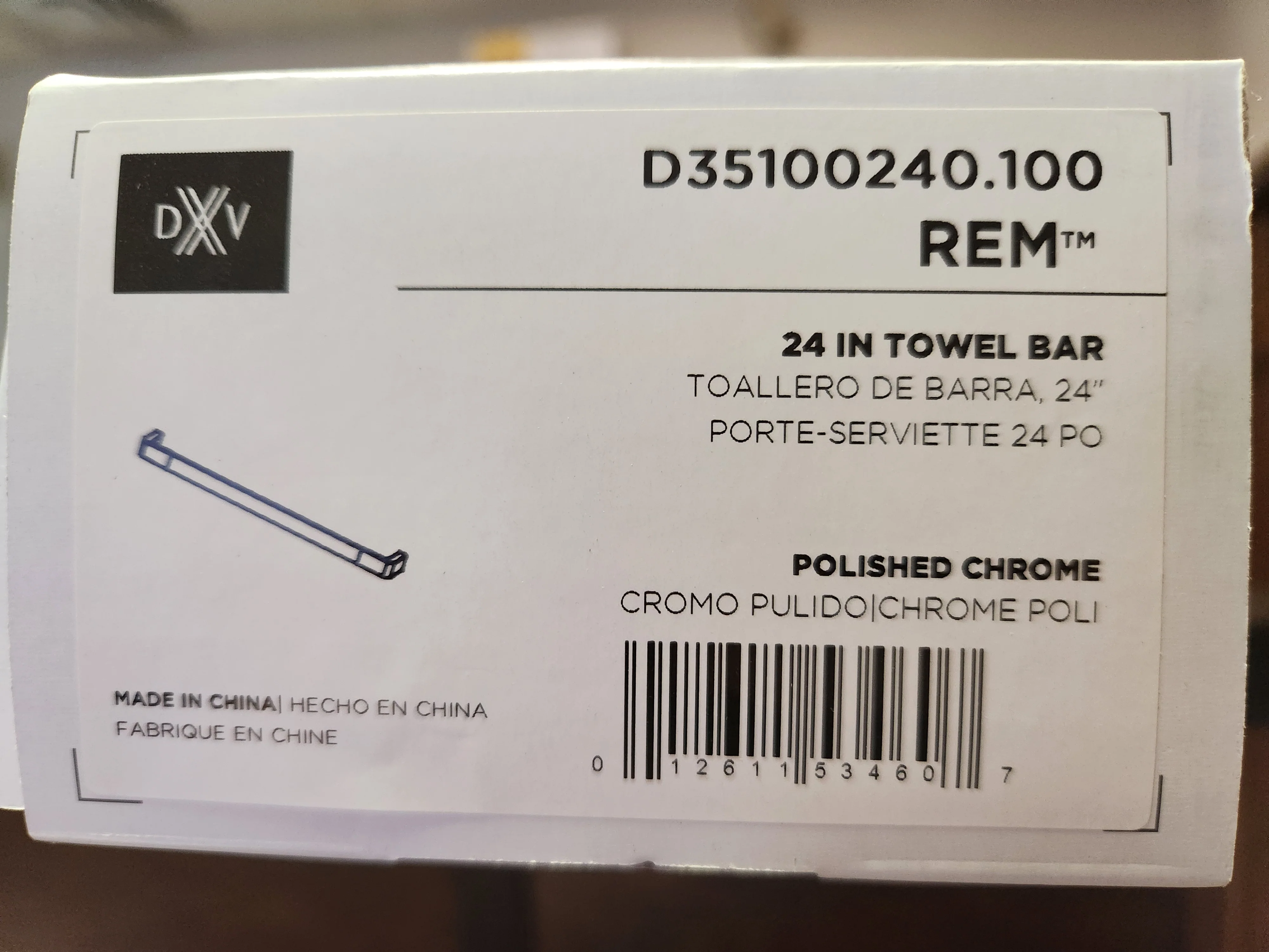 Rem 24" Towel Bar- Polished Chrome - Image 3