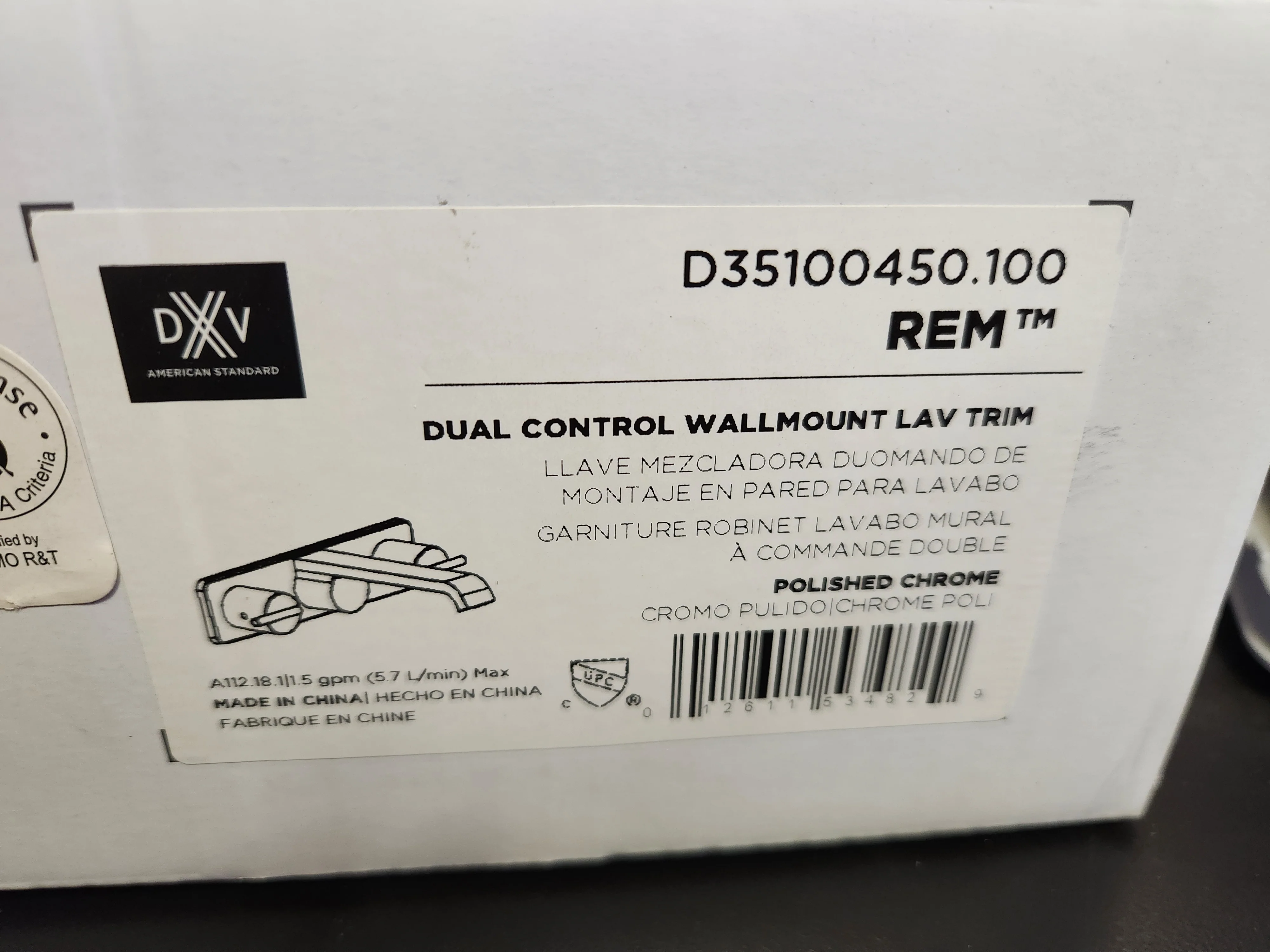 Rem Dual Control Wallmount Lavatory Trim-Polished Chrome - Image 3
