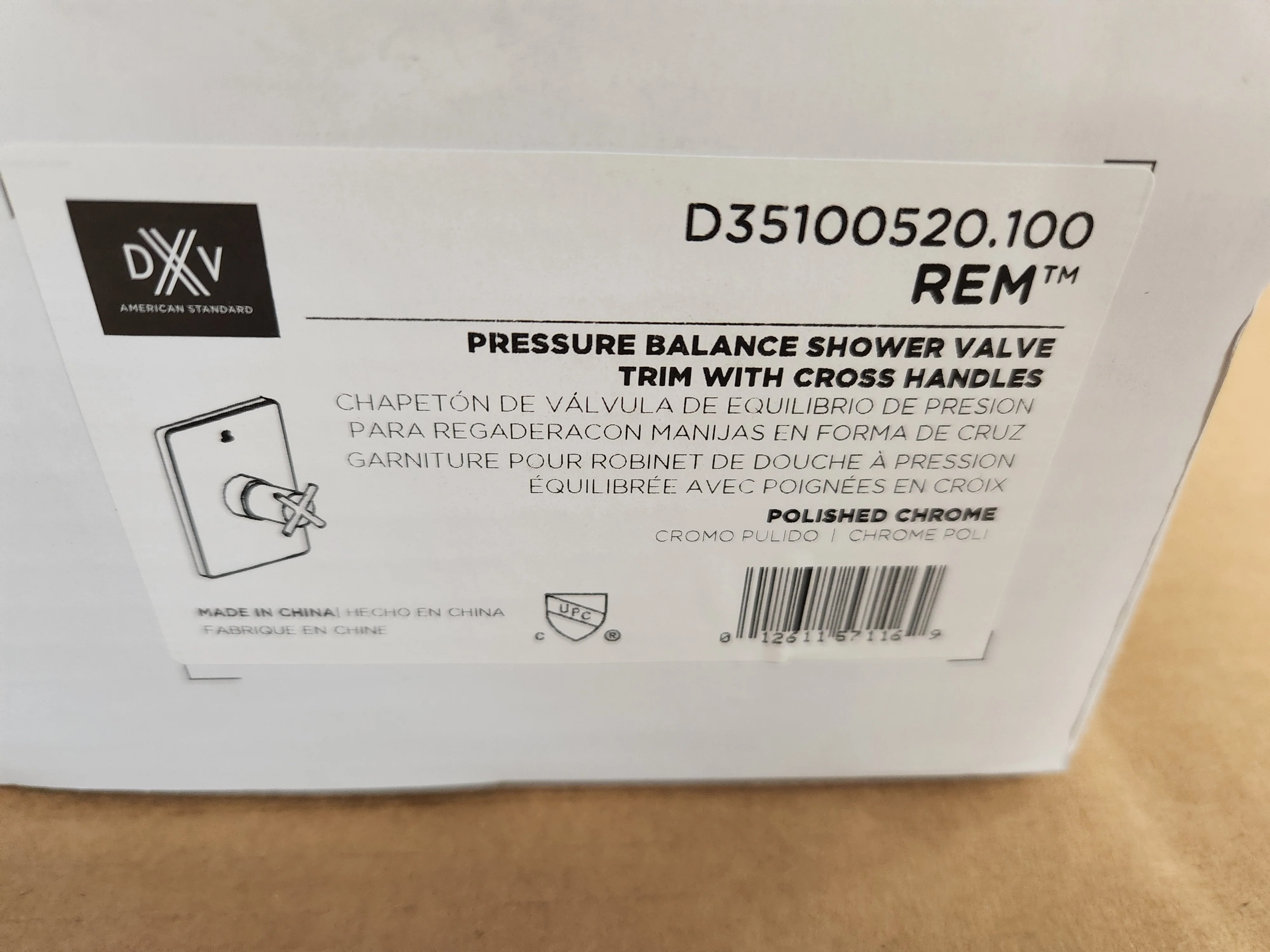 Rem Polished Chrome Pressure Balance Shower Valve Trim with Cross Handles - Image 3