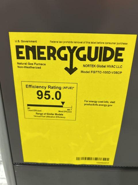 100,000 BTU Low NOx 2-Stg Upflow/Horizontal ECM Variable Speed Gas Furnace; 95.1% 115/60/1, CFM 1805 - Image 4