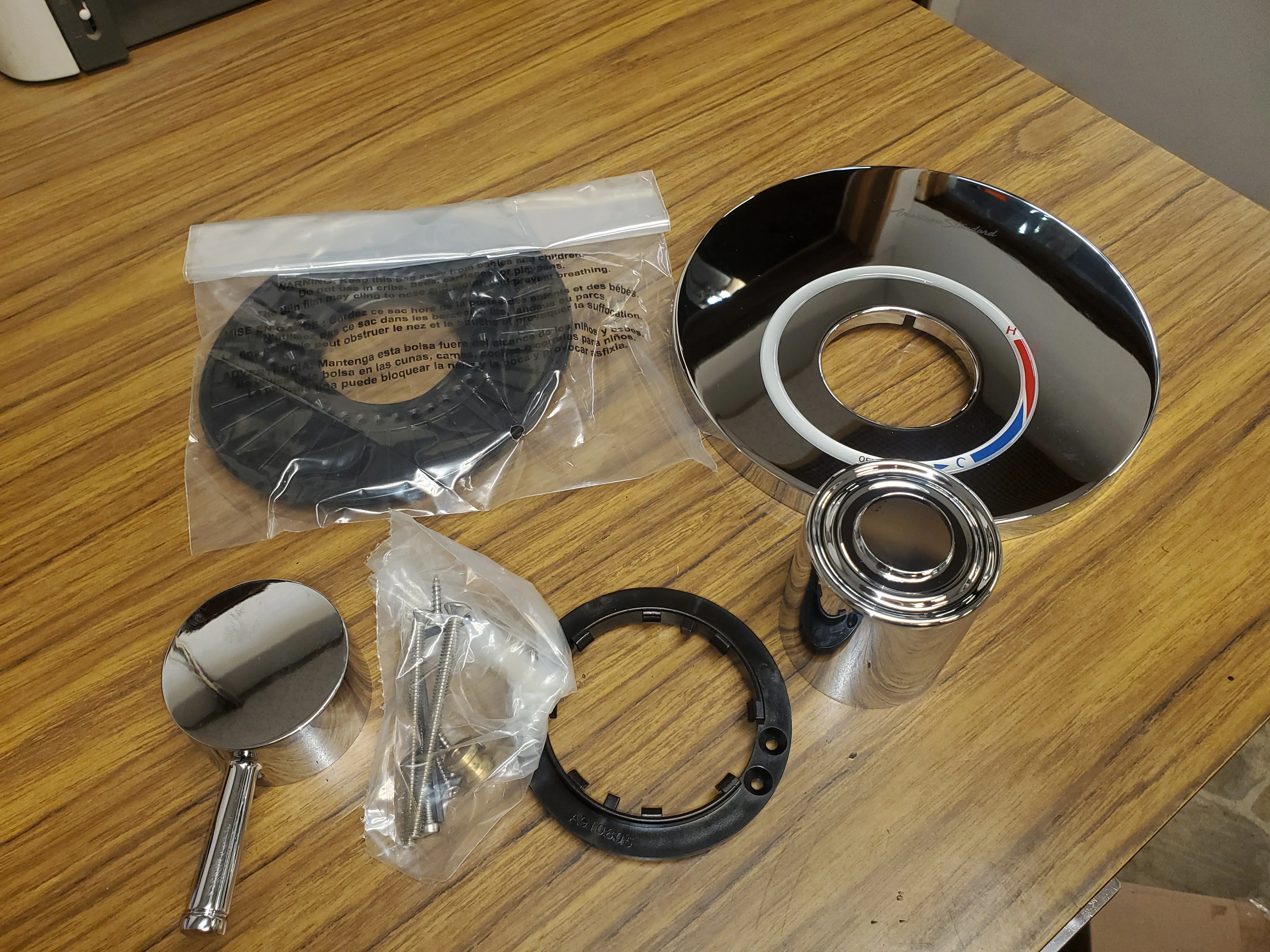Serin Chrome Handle Only Trim Kit with Red/Blue Decal Ring; Less Valve Body - Image 3