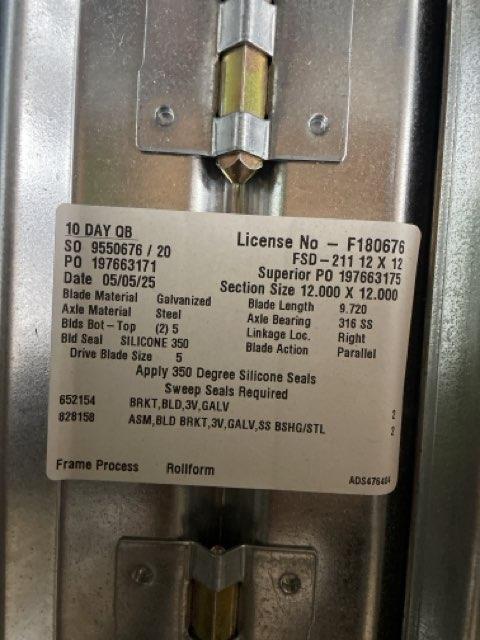 SIEMENS ELECTRONIC FIRE DAMPER 12"X12", 50-60 HERTZ, 120-230VOLTS, 1 PHASE - Image 5