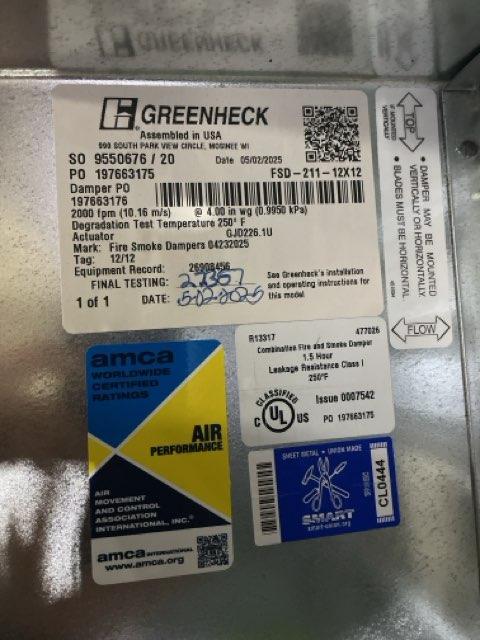 SIEMENS ELECTRONIC FIRE DAMPER 12"X12", 50-60 HERTZ, 120-230VOLTS, 1 PHASE - Image 7